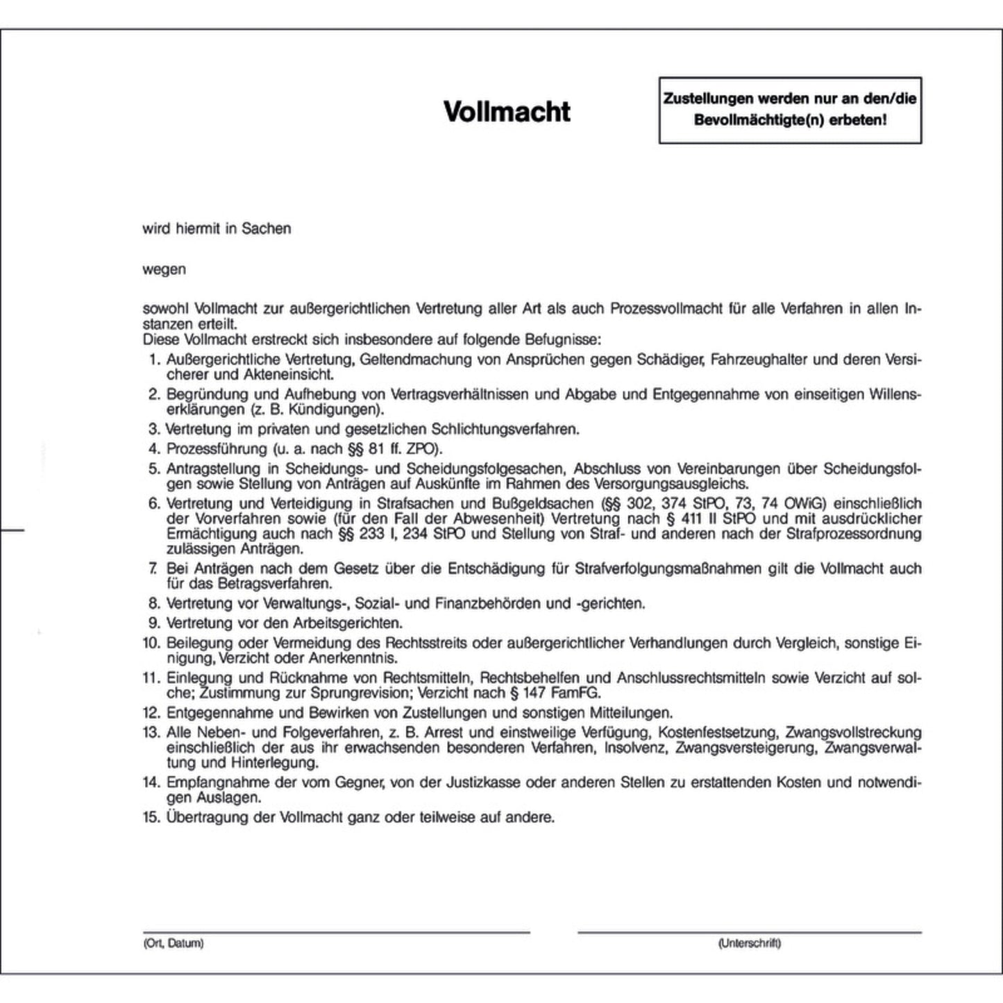 SoldanPlus Einheitsvollmacht 1/6 DIN 100 St./Pack.