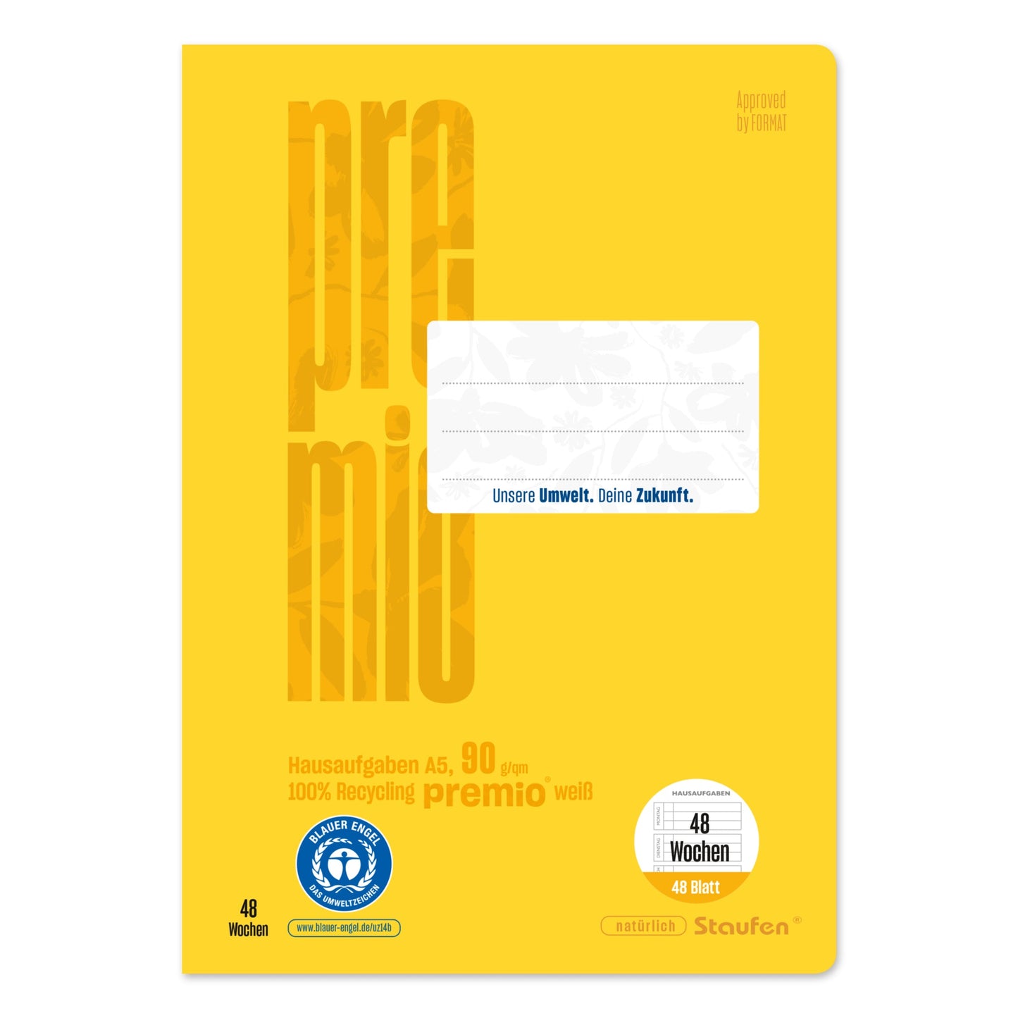 Staufen Hausaufgabenheft Premio 040788003 A5 90g 48Bl