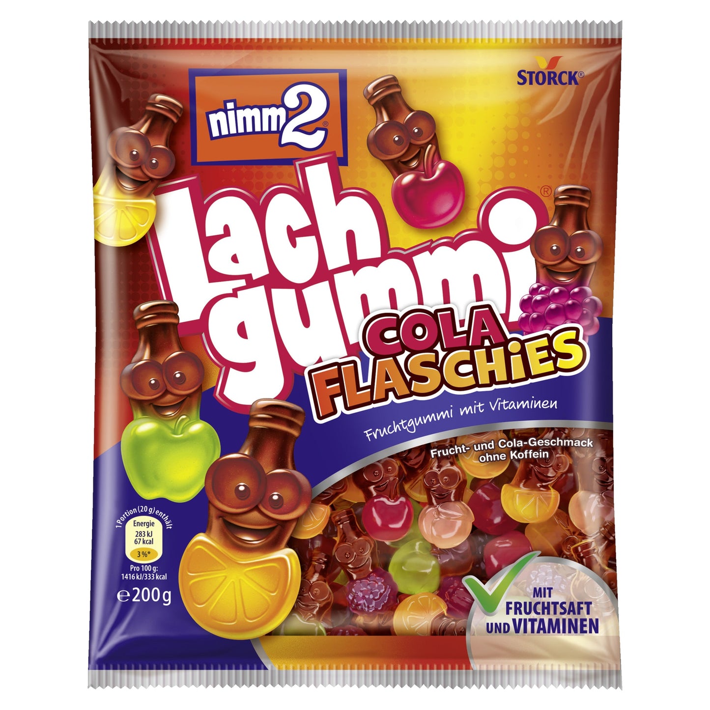 nimm2 Fruchtgummi Lachgummi Cola Flaschies 200 g/Pack.