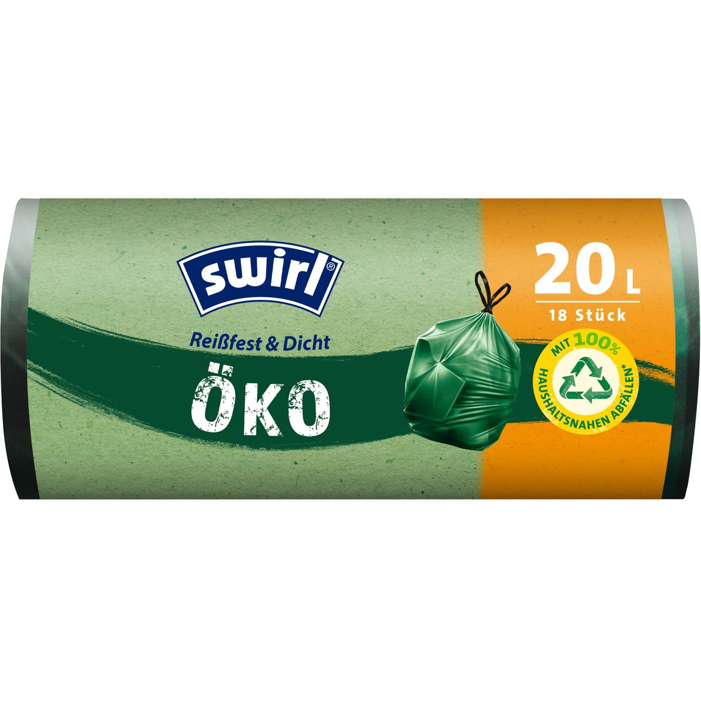 Swirl Müllbeutel Öko 45 x 50 cm (B x H) 20l Plastik, 100 % recycelt grün 18 St./Pack.