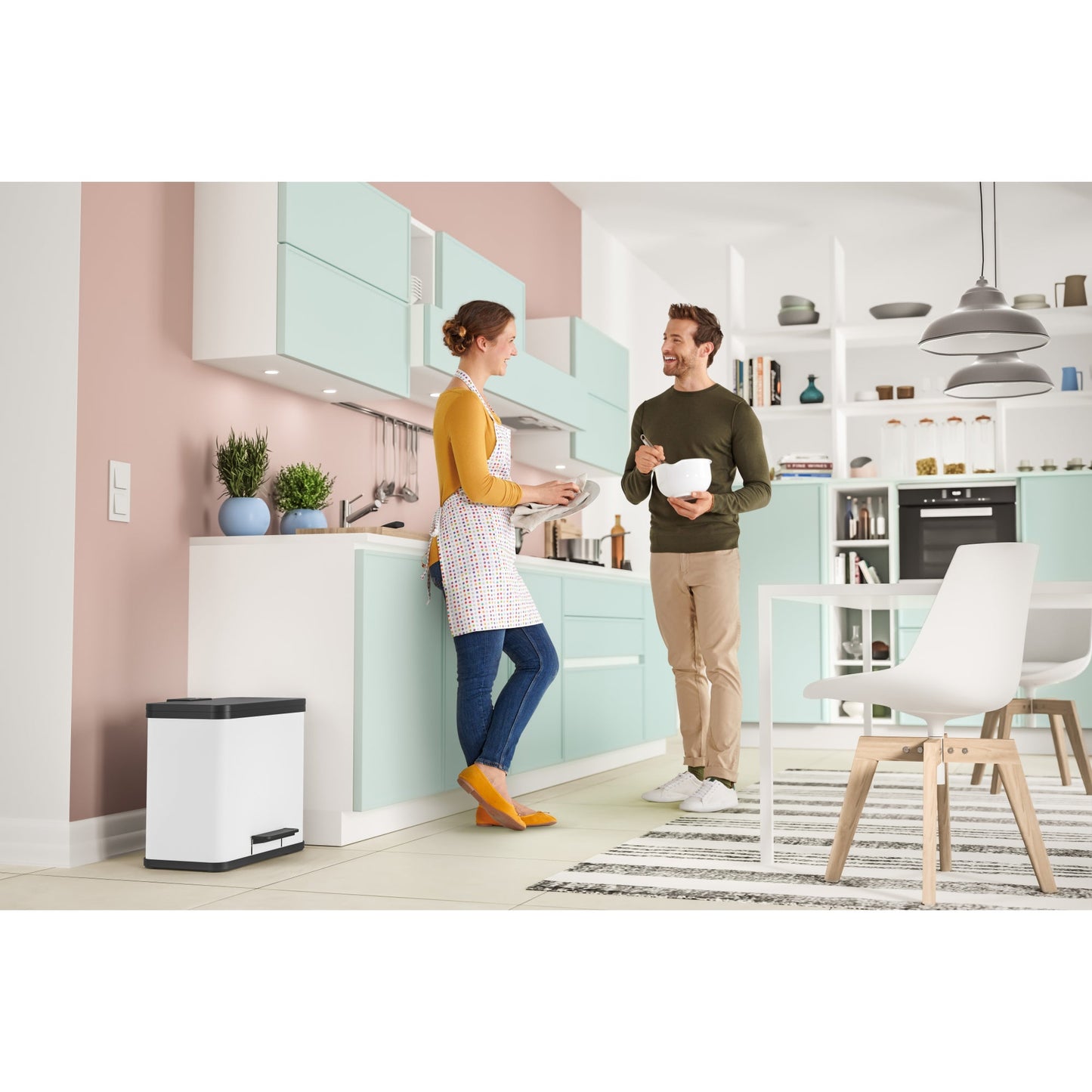 Hailo Tretabfalleimer Öko duo Plus L 47 x 43 x 34 cm (B x H x T) 1 x 17, 1 x 9l Stahlblech weiß