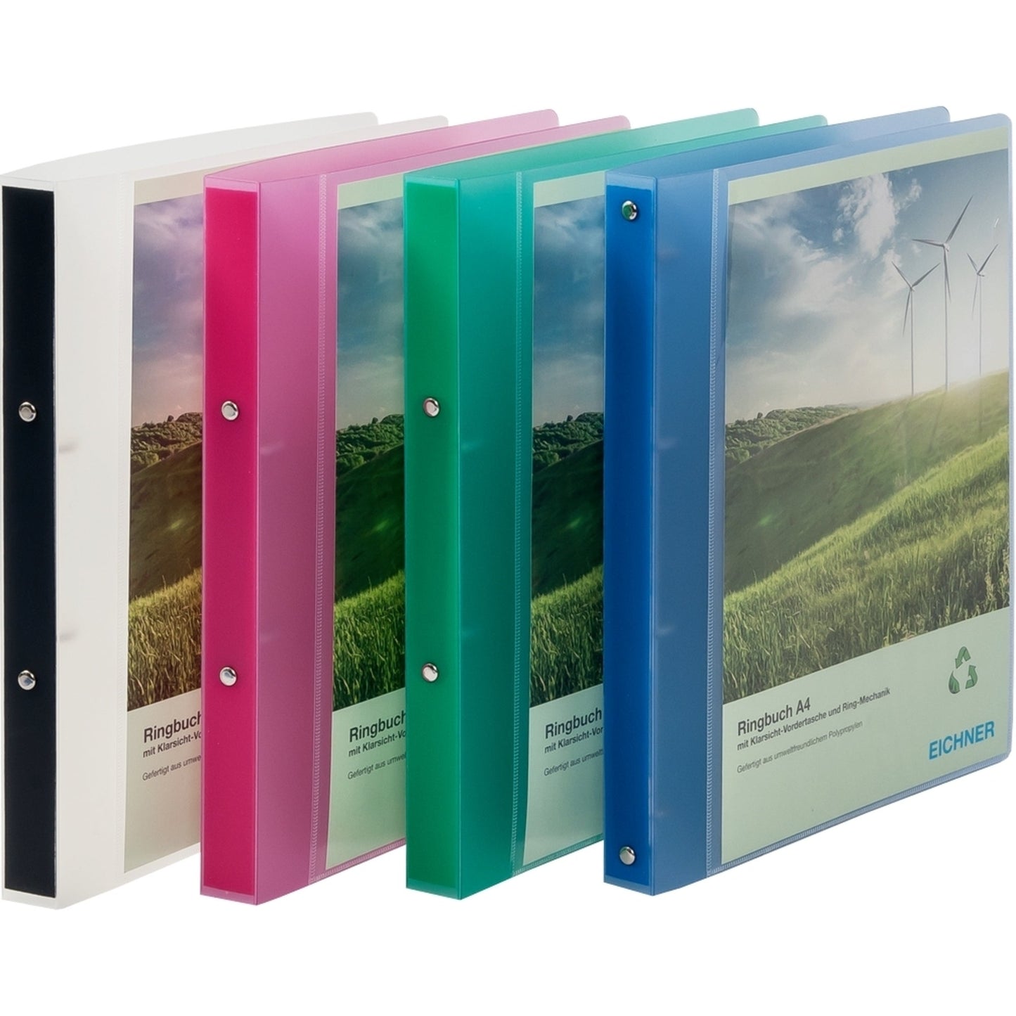EICHNER Präsentationsringbuch 25mm DIN A4 2 Ringe, Rundmechanik Polypropylen grün transluzent