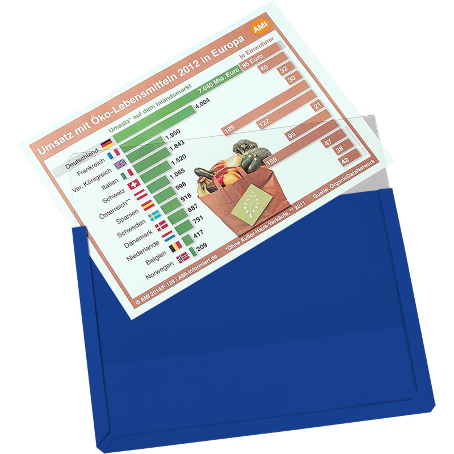 EICHNER Sichttasche DIN A4 quer Hart-PVC blau 10 St./Pack.
