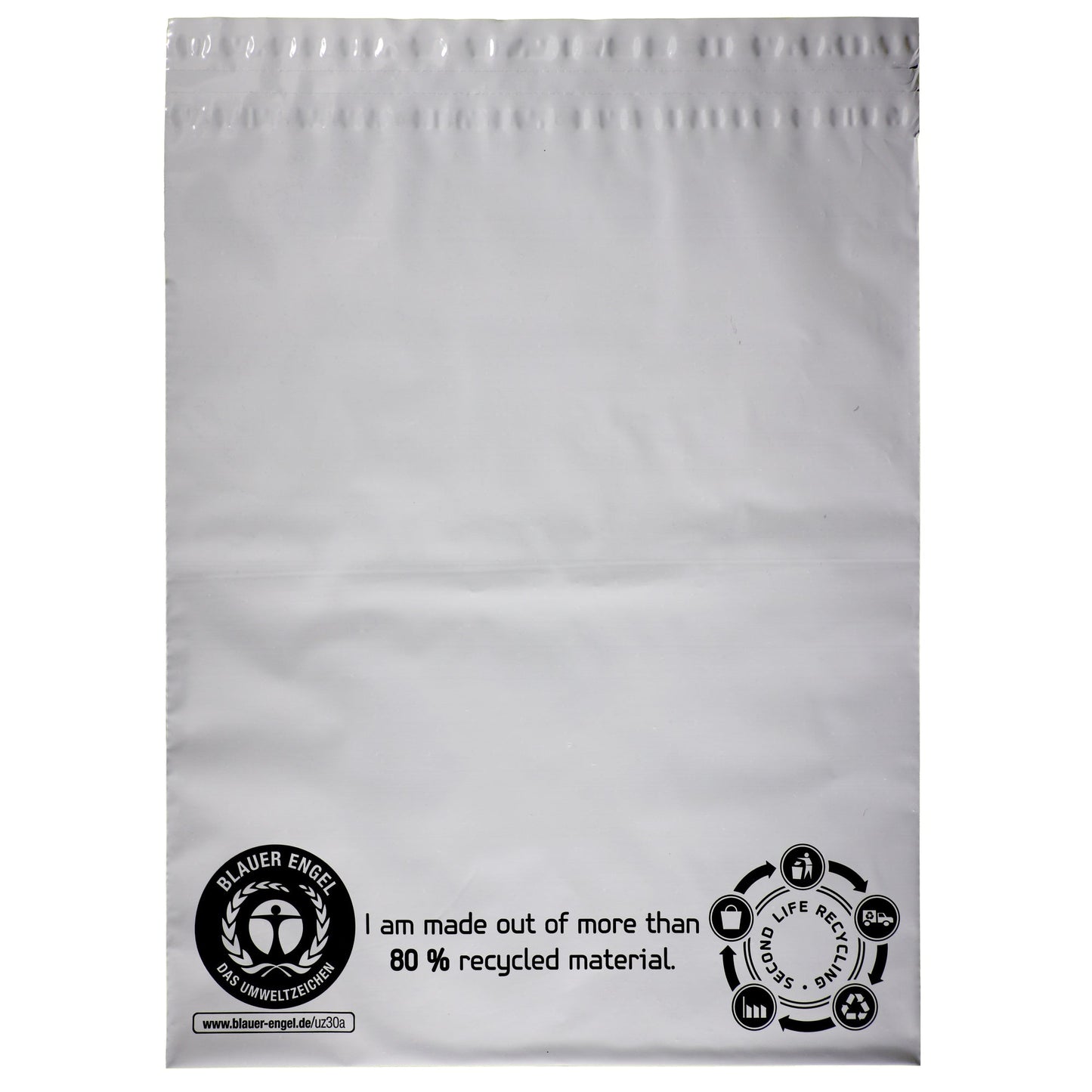 Versandtasche Second life 395 x 465 x -70 mm (B x H x T) mit Sicherheitsverschluss ohne Fenster 60µm schwarz/weiß 500 St./Pack.