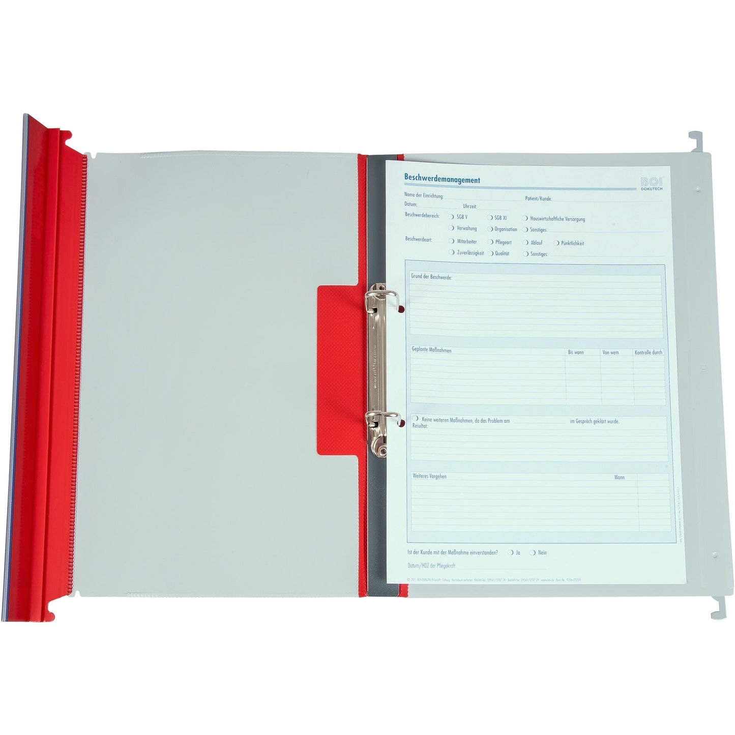 BOI Patienten-Dokumentationsmappe Befunde DIN A4 25mm Kunststoff grau/rot