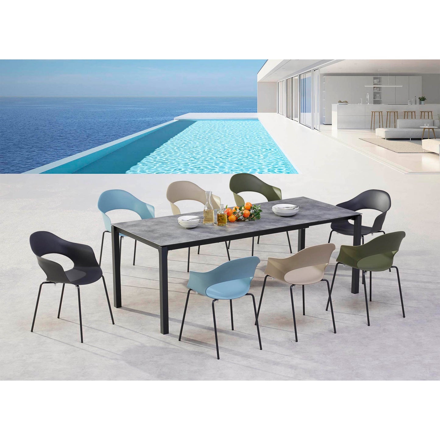 BEST Gartentisch Palazzo 120-200 x 75 x 80 (B x H x T) wetterfest Hochdrucklaminat (HPL) anthrazit