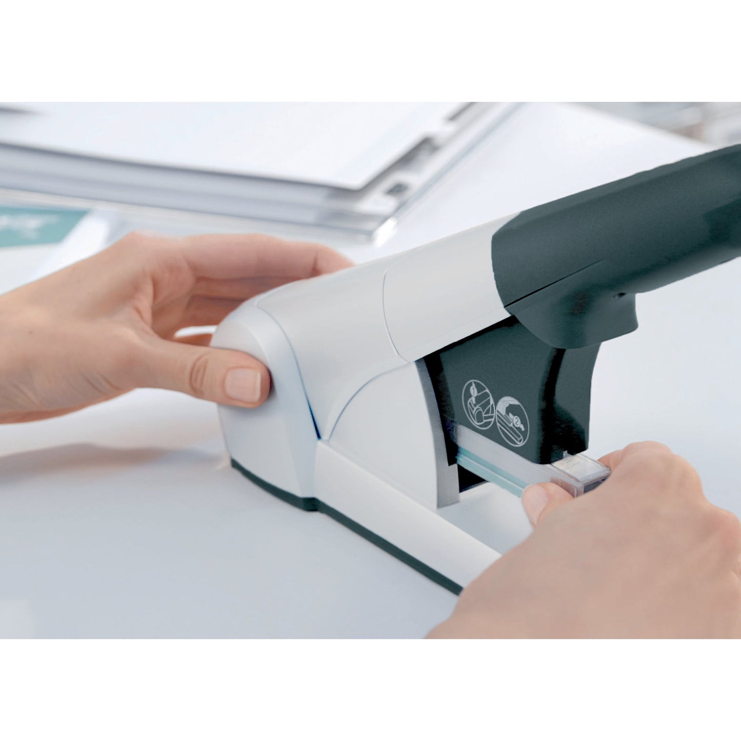 Leitz Blockheftgerät K6-K12 fest 80 Bl. (80 g/m²) Metall/Kunststoff hellgrau