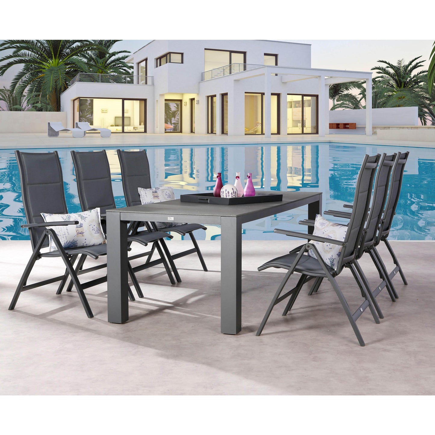 BEST Gartenstuhl Varese Hochlehner 67 x 112 x 67 cm (B x H x T) anthrazit 2 St./Pack.