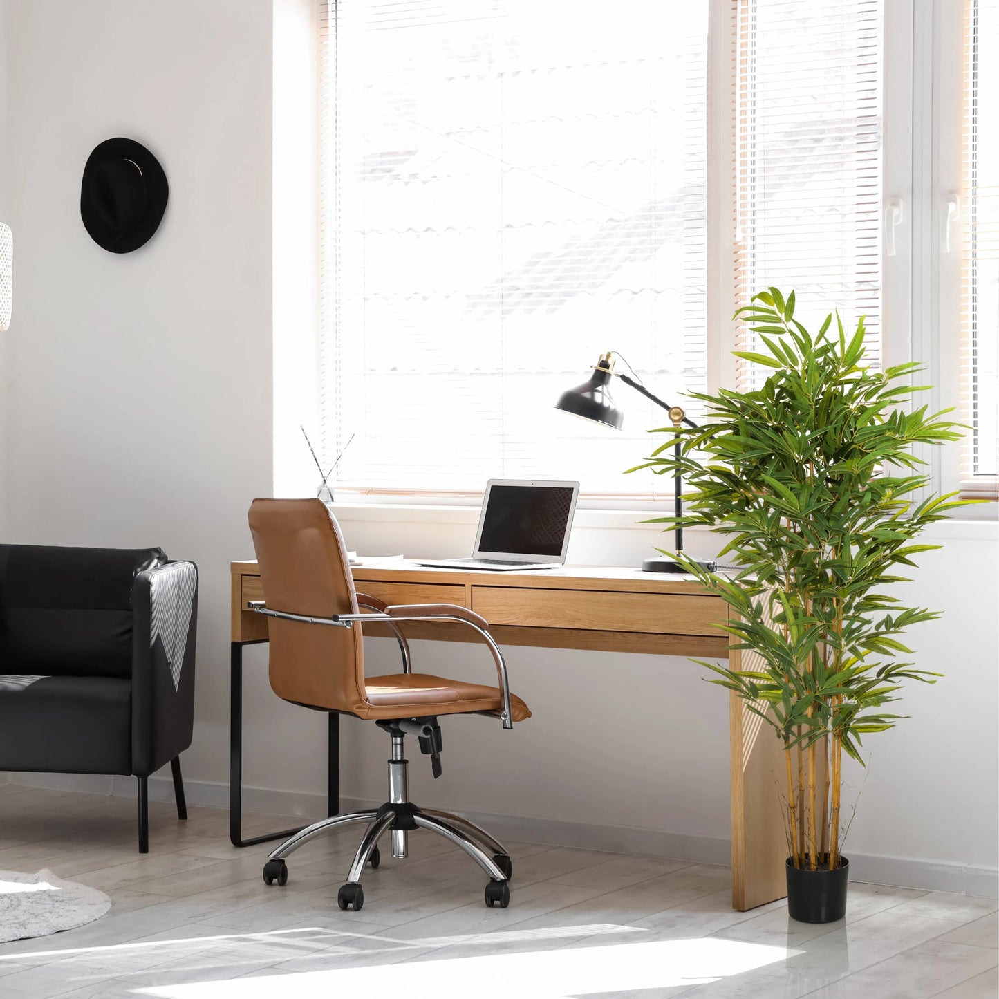 hjh OFFICE Zimmerpflanze Bambus II 80 x 150 x 80 cm (B x H x T) Kunststoff/Stoff grün