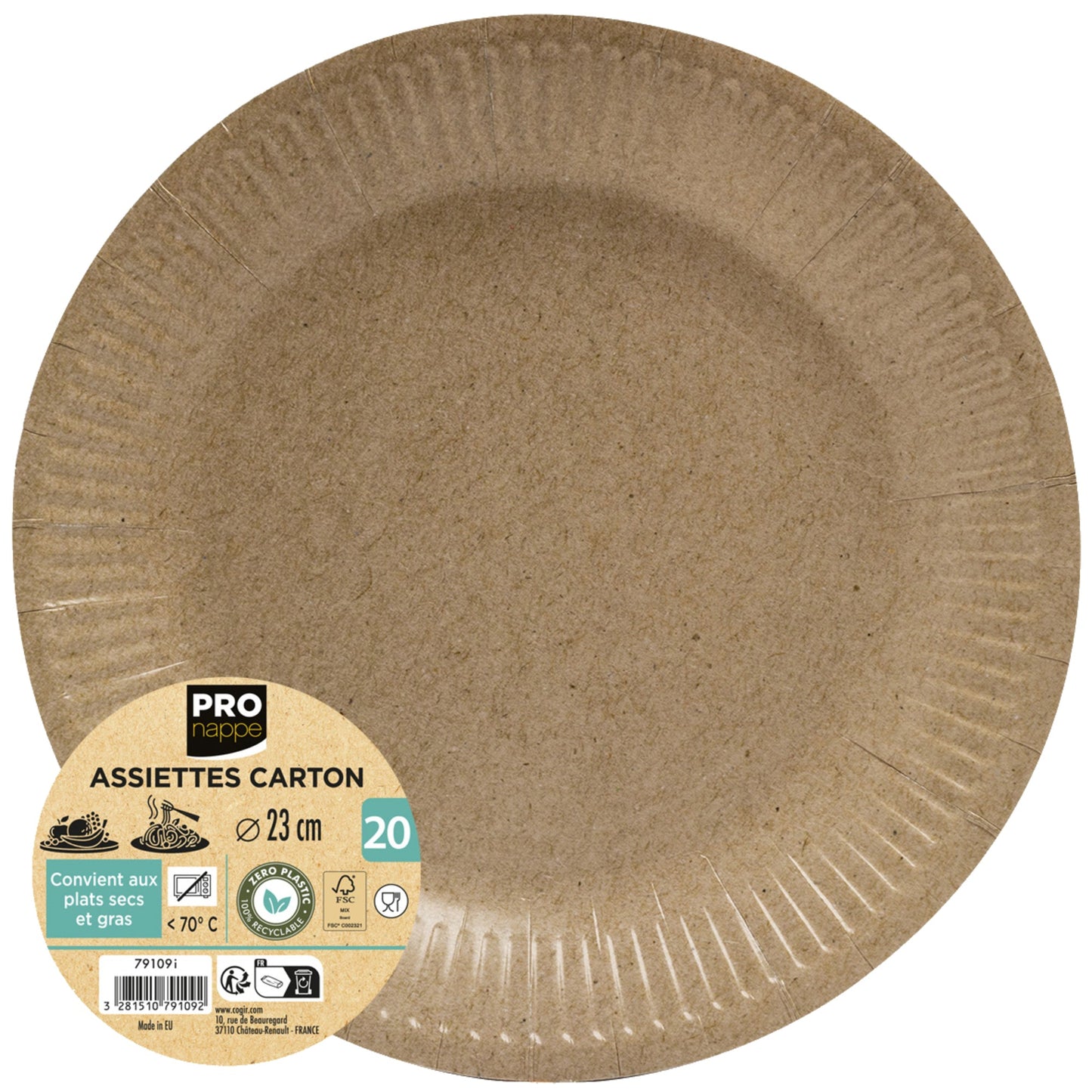 PROnappe Speiseteller Einweg 23cm kraft 15 St./Pack.