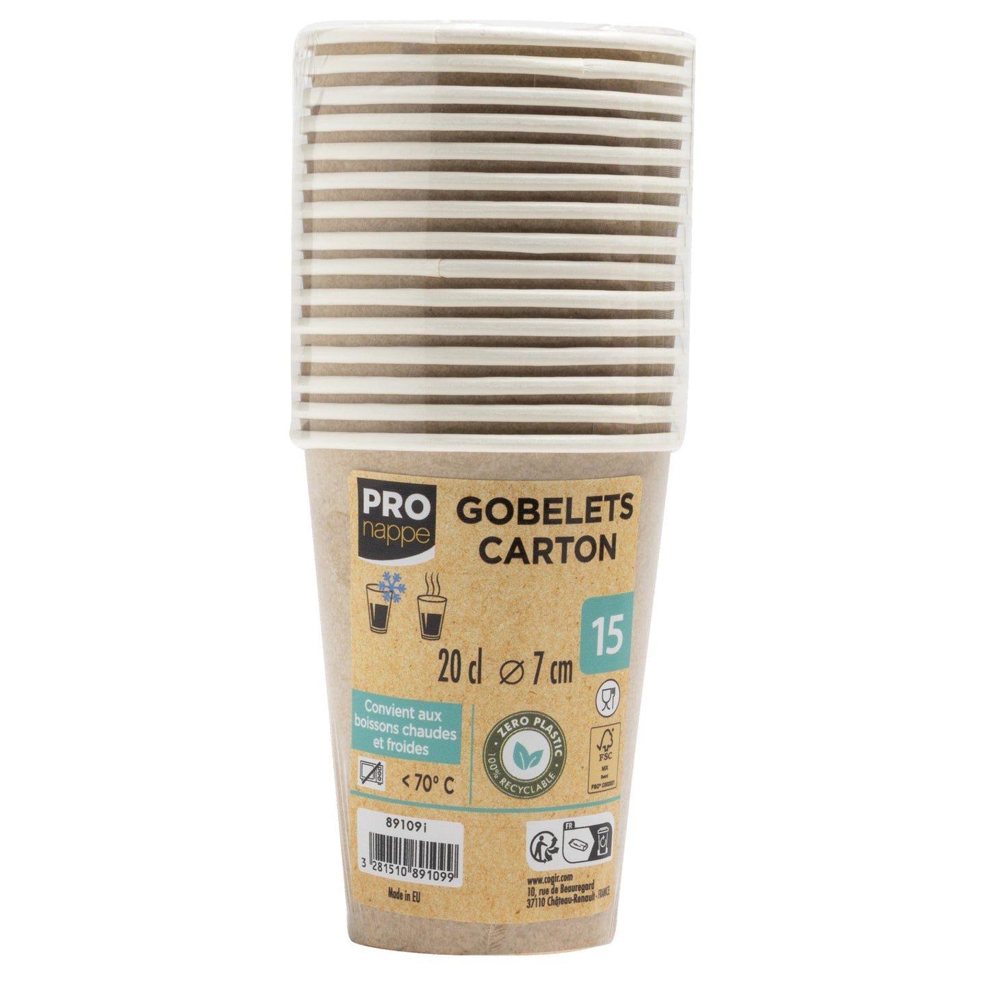 PROnappe Trinkbecher Einweg 200ml Pappe kraft 15 St./Pack.