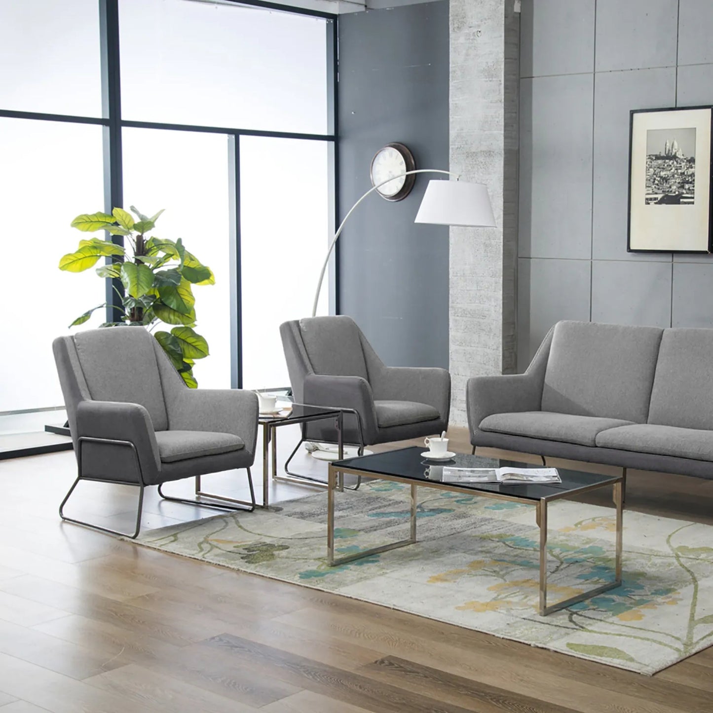 hjh OFFICE Sessel LAGUN 74 x 97 x 84 cm (B x H x T) hellgrau/dunkelgrau
