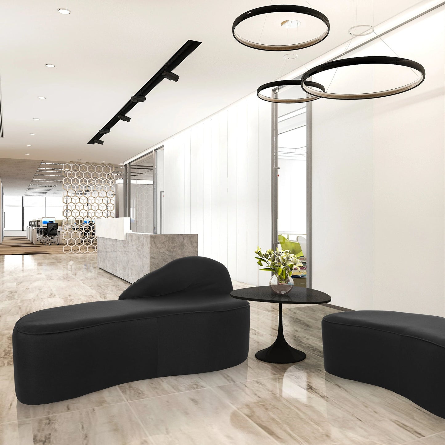 hjh OFFICE Sofa BARACOA 170 x 69 x 68 cm (B x H x T) 100 % Polyester schwarz