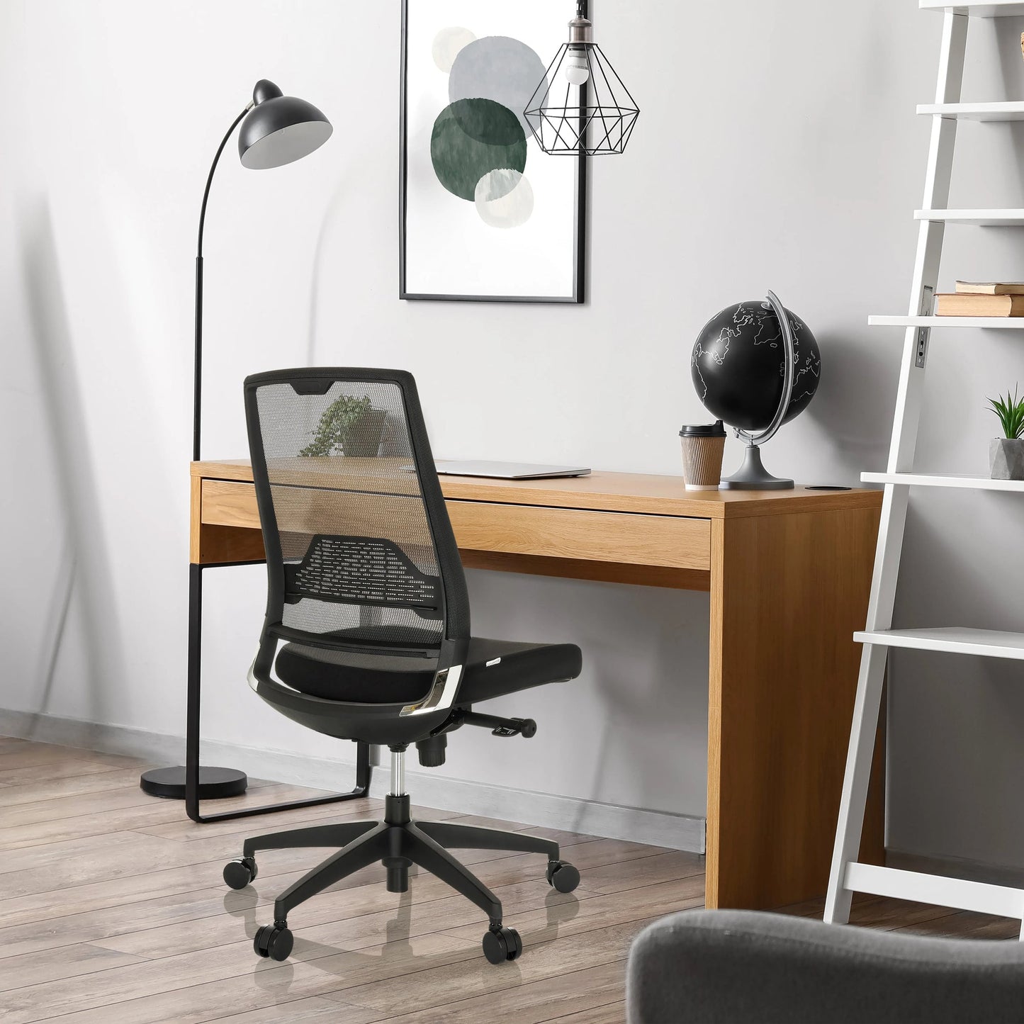 hjh OFFICE Bürodrehstuhl PORTO ECO I 44-53cm Synchronmechanik Rolle universell (für Hart- und Teppichböden) Kunststoff schwarz