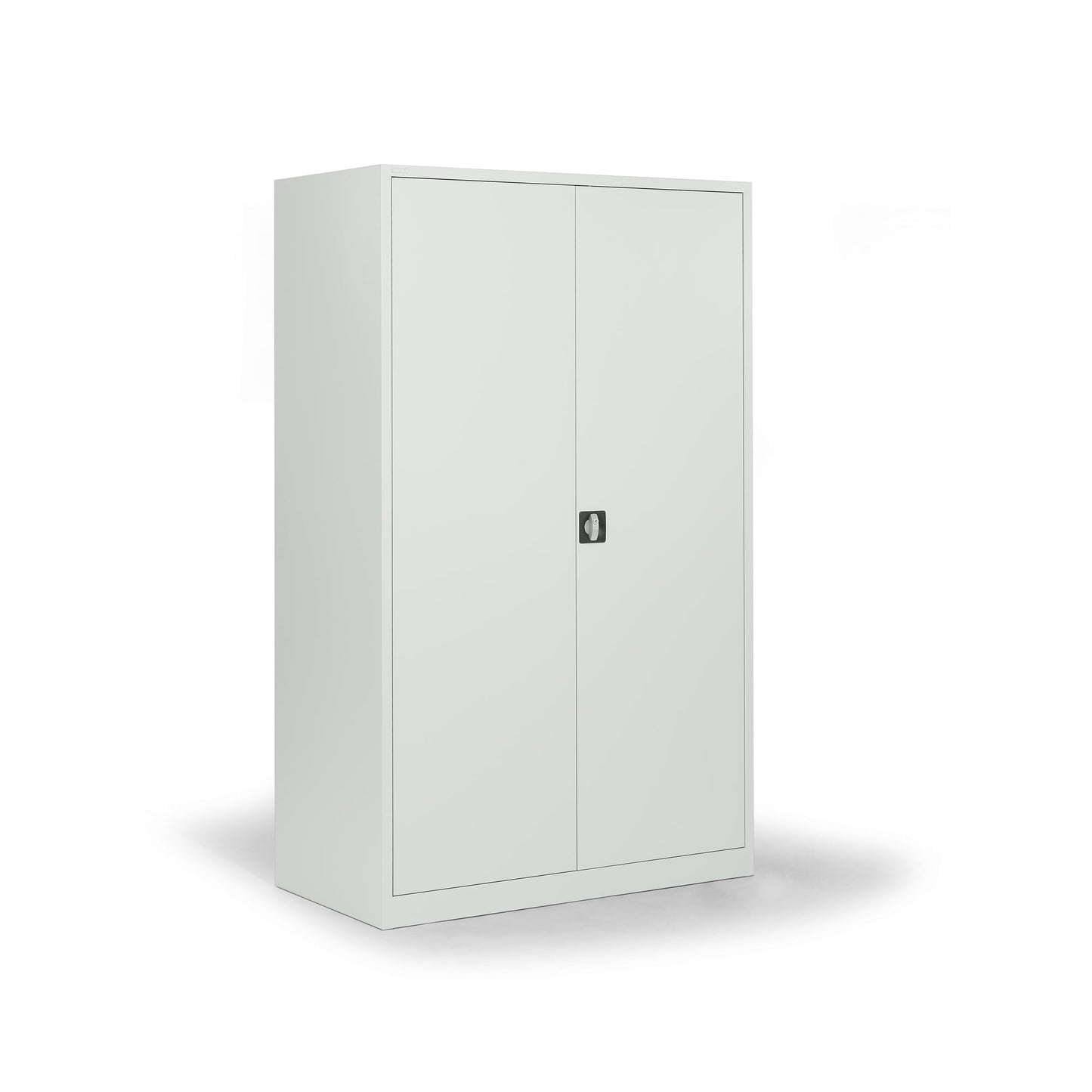 Flügeltürenschrank 1.200 x 1.950 x 500 mm (B x H x T) 4 Fachböden Stahl Farbe der Front: lichtgrau Farbe des Korpus: lichtgrau