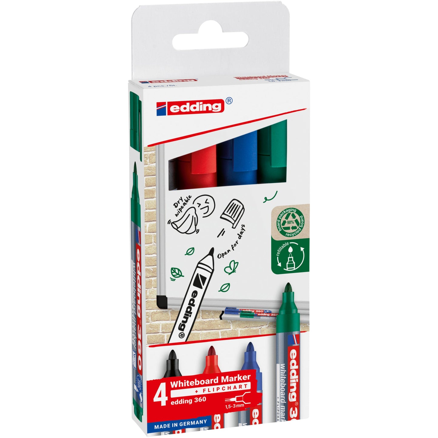 edding Whiteboardmarker 360 1,5-3mm farbig sortiert 4 St./Pack.