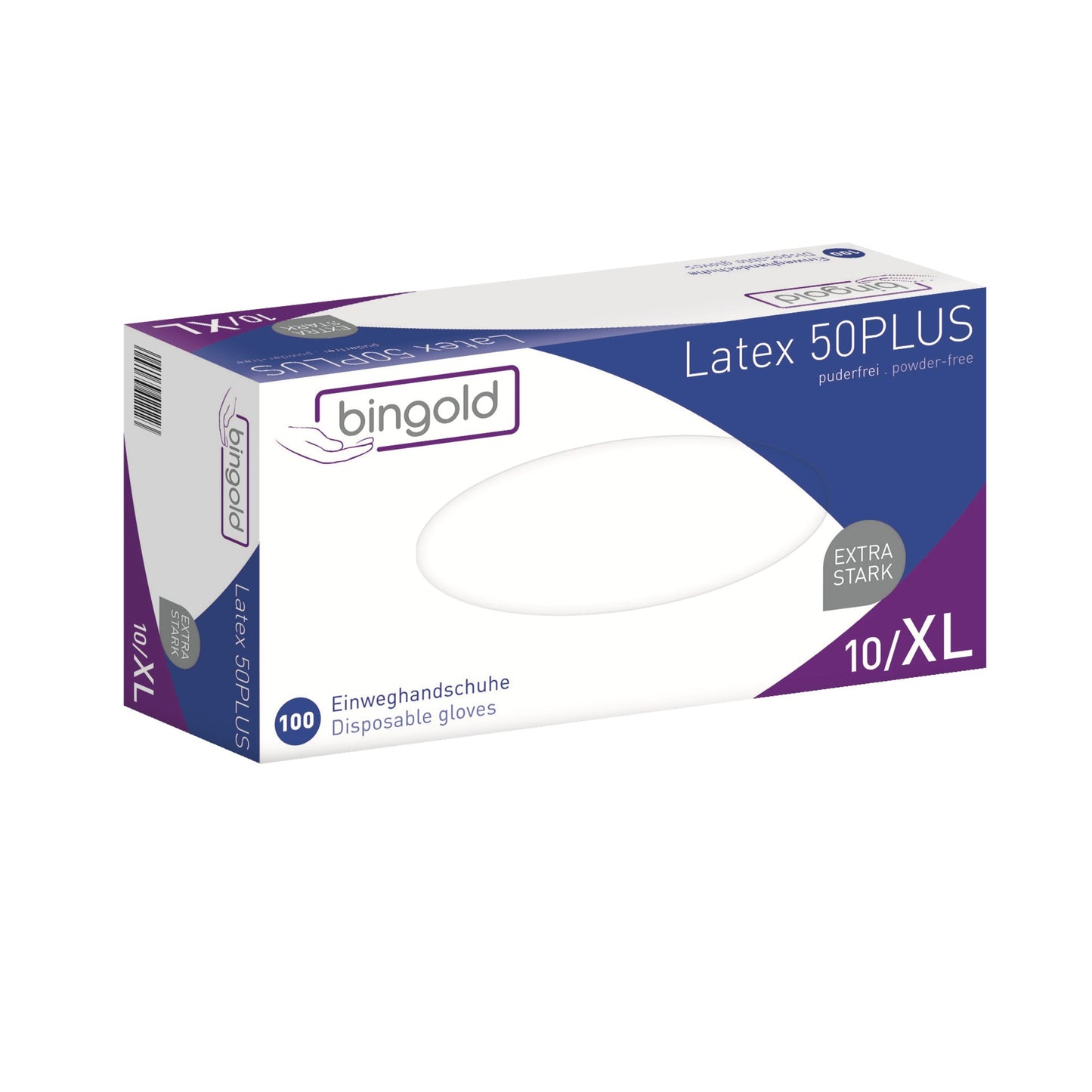 BINGOLD Einweghandschuhe Latex 50PLUS XL Latex natur 100 St./Pack.