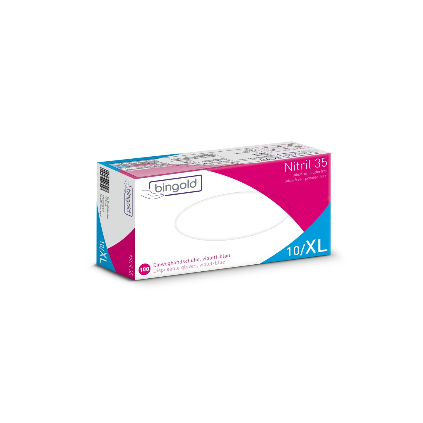 BINGOLD Einweghandschuhe Nitril 35 XL Nitril violettblau 100 St./Pack.