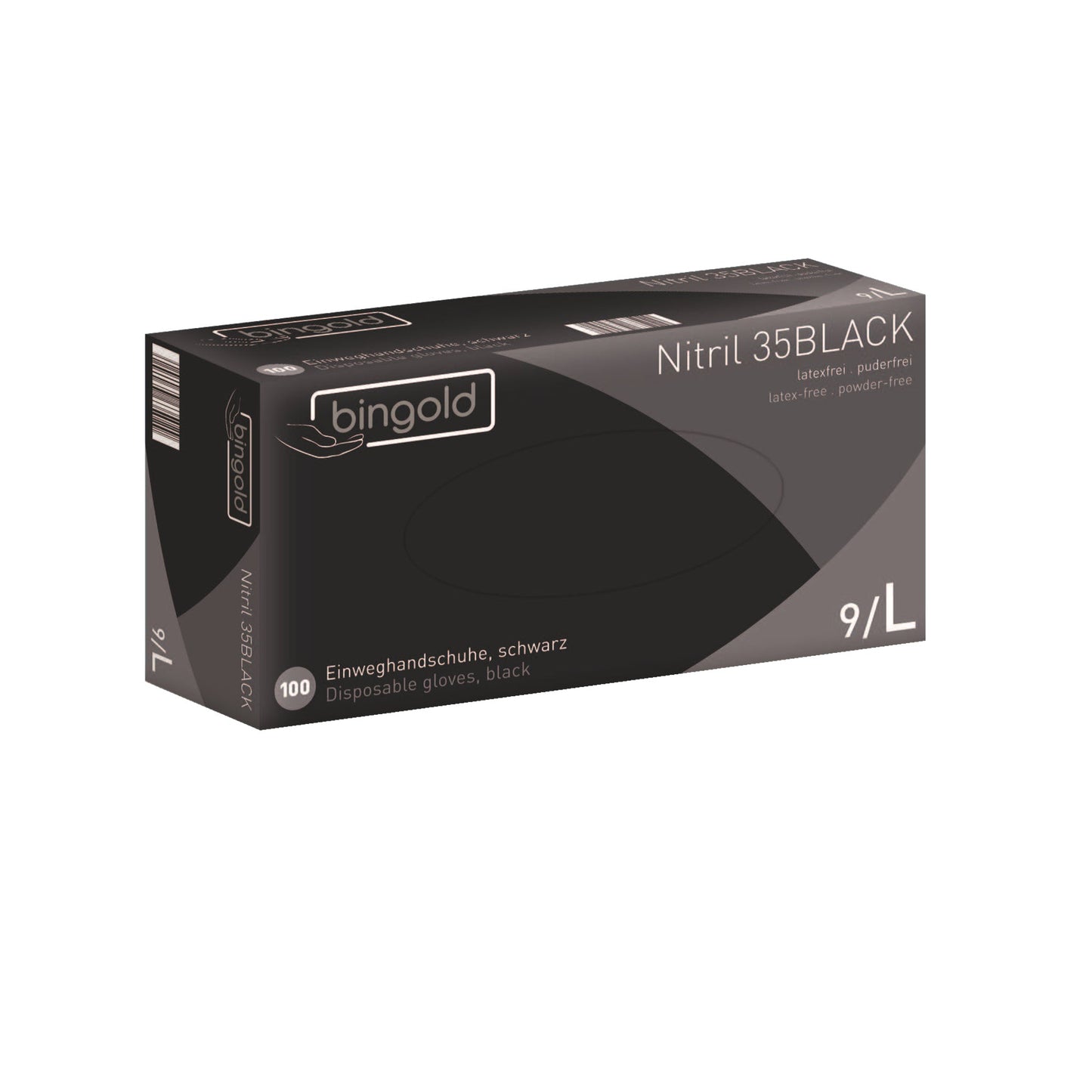 BINGOLD Einweghandschuhe Nitril 35BLACK L Nitril schwarz 100 St./Pack.