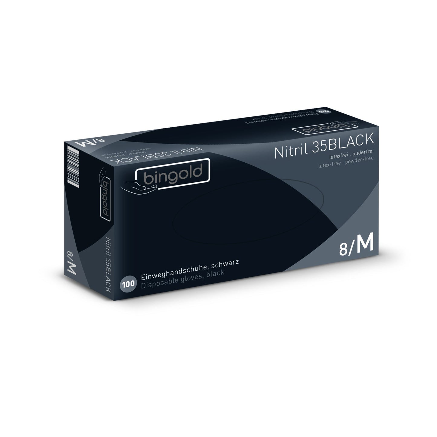 BINGOLD Einweghandschuhe Nitril 35BLACK M Nitril schwarz 100 St./Pack.