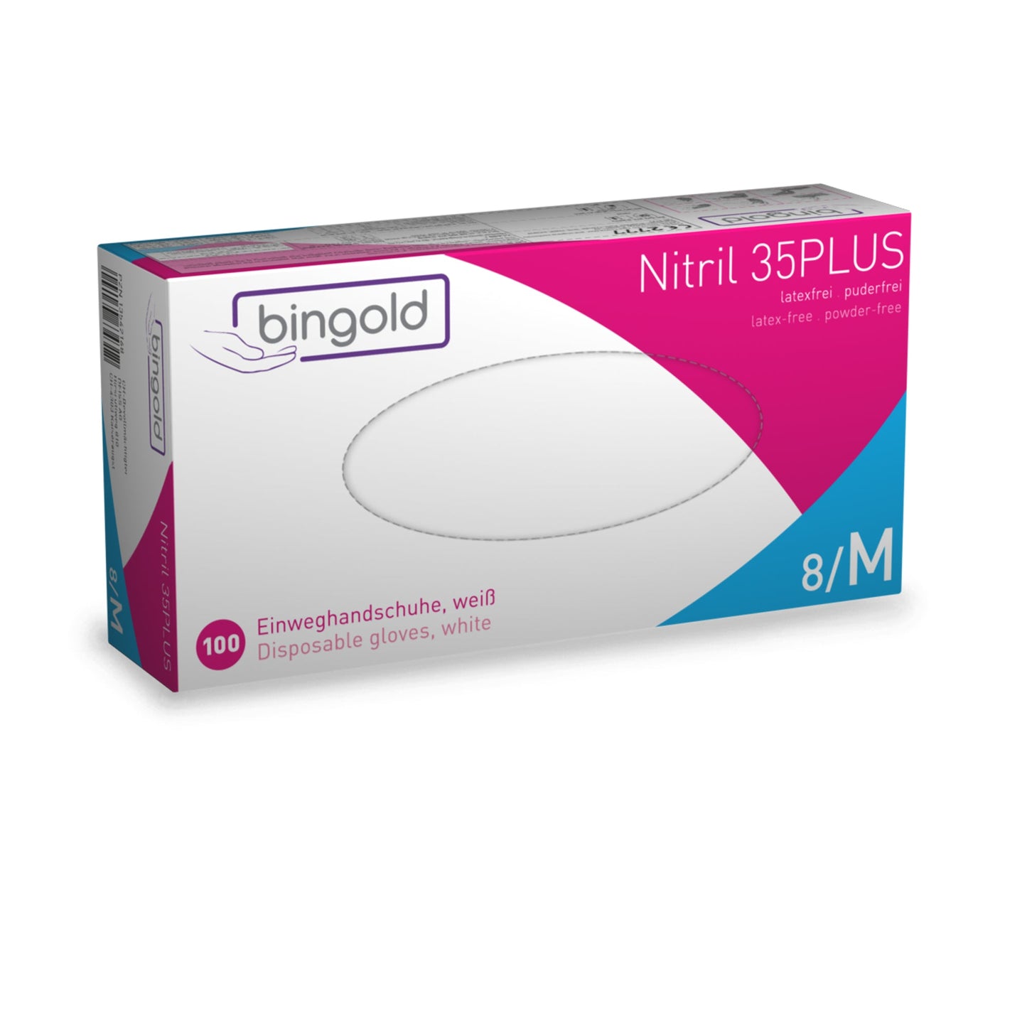 BINGOLD Einweghandschuhe Nitril 35PLUS M Nitril weiß 100 St./Pack.