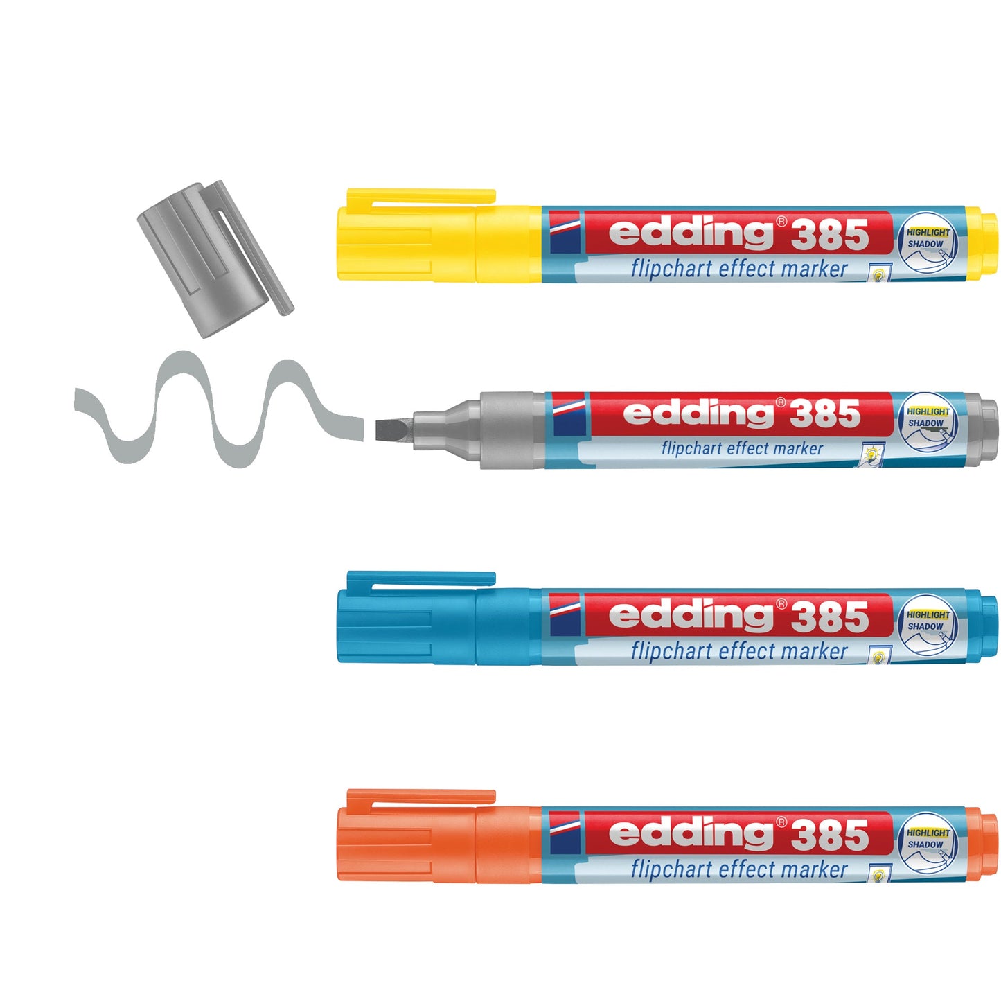 edding Flipchartmarker 385 effect 1-5mm farbig sortiert 4 St./Pack.