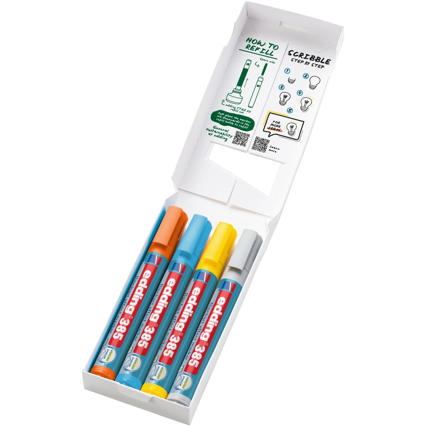 edding Flipchartmarker 385 effect 1-5mm farbig sortiert 4 St./Pack.
