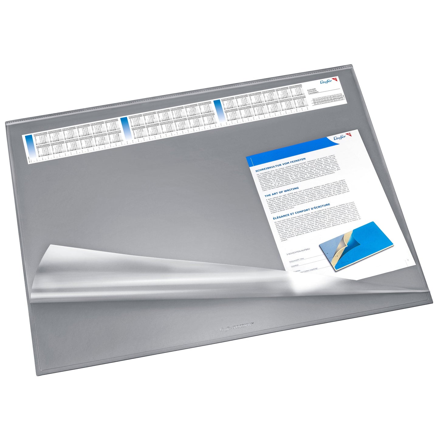 Läufer Schreibunterlage Synthos VSP 65 x 52 cm (B x H) mit Kalender 3 Jahre Kunststoff grau