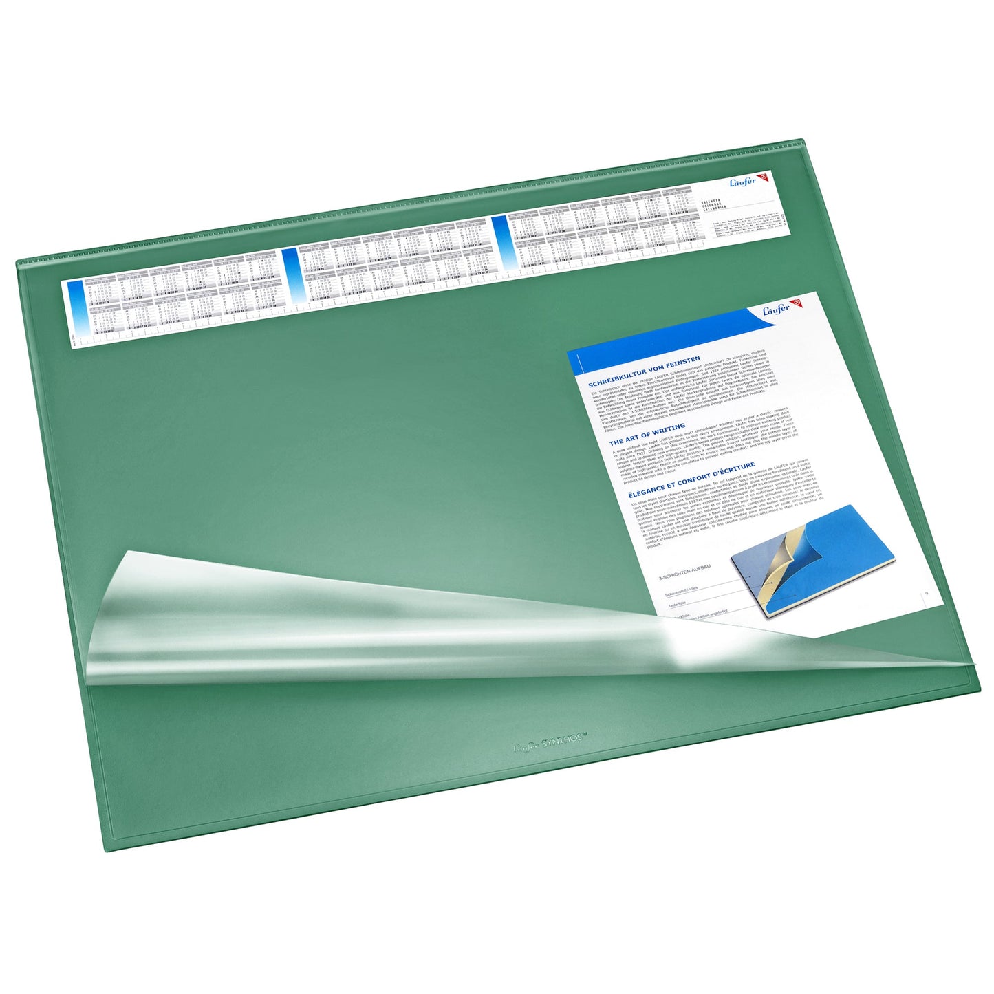 Läufer Schreibunterlage Synthos VSP 65 x 52 cm (B x H) mit Kalender 3 Jahre Kunststoff grün