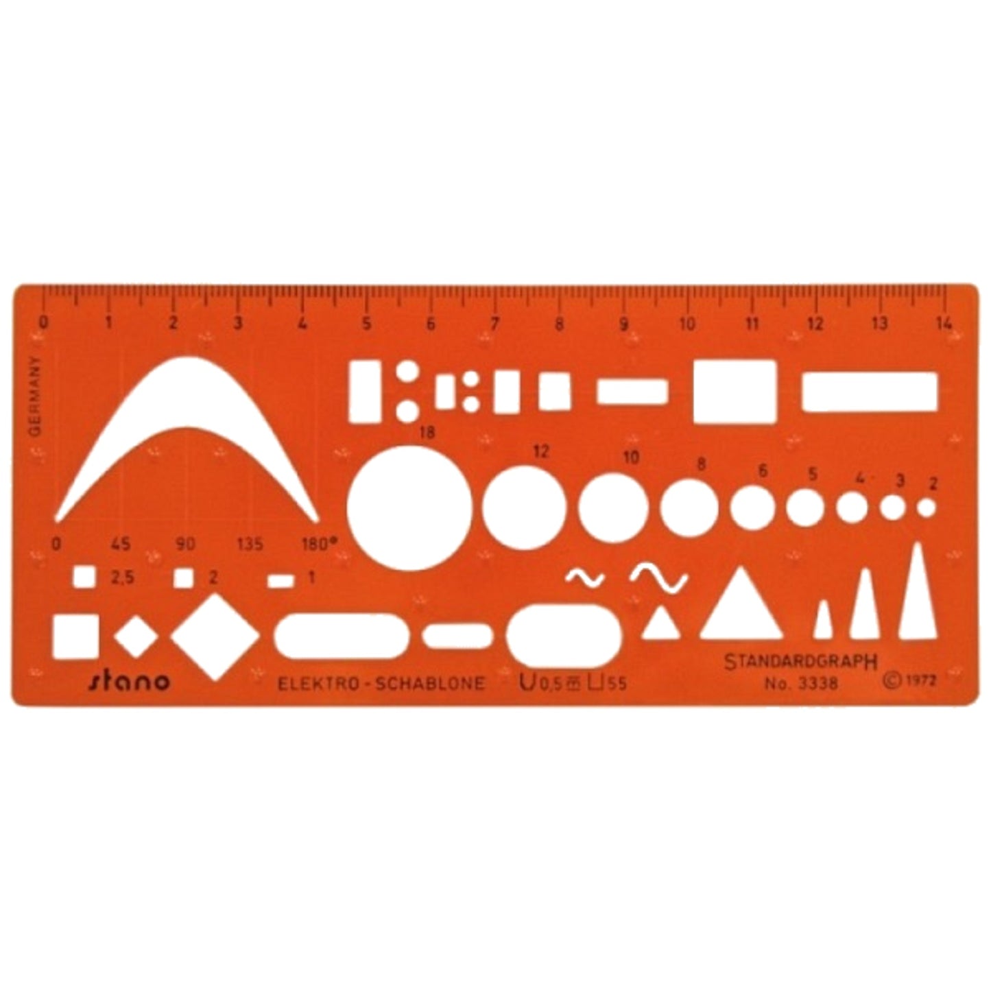 STANDARDGRAPH Zeichenschablone Stano Elektro 15 x 6,5 cm (B x H) Kunststoff orange transparent