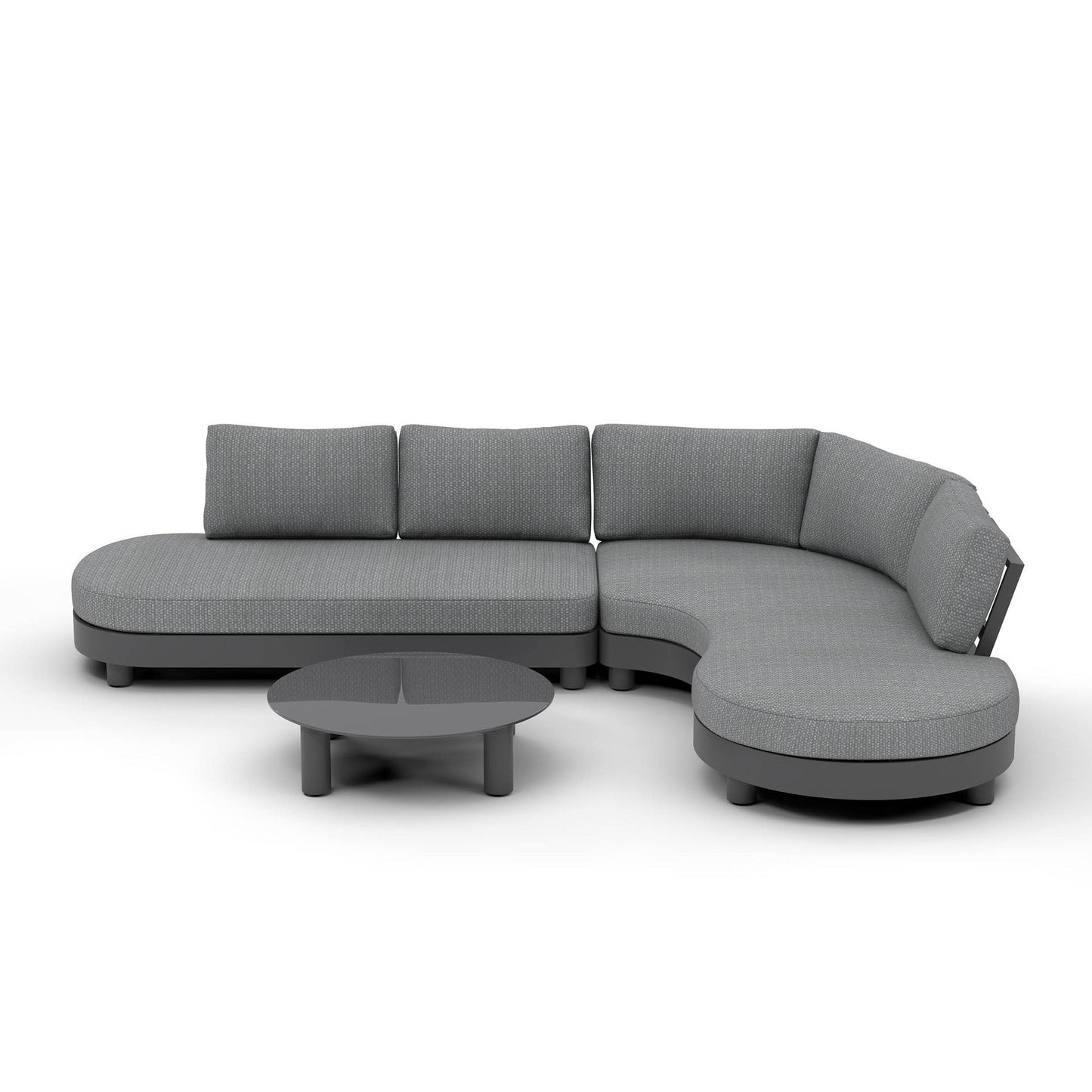 BEST Loungemöbel Salerno 2 x Sofa, 1 x Tisch Sofa links: 207 x 57 x 116,5, Sofa rechts: 116,5 x 57 x 87, Tisch: 80 x 20 x 80 cm (B x H x T) Aluminium
