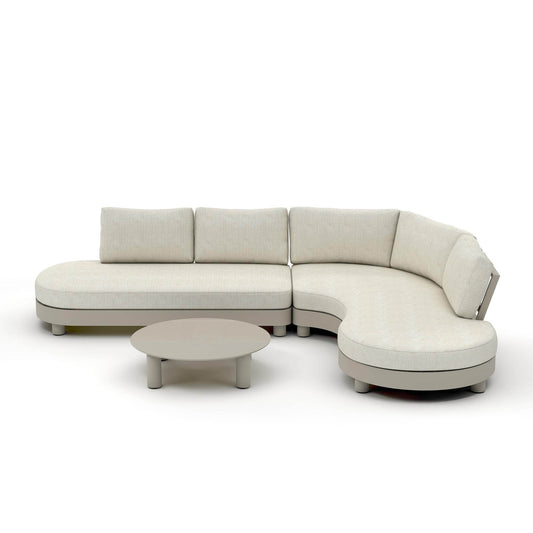 BEST Loungemöbel Salerno 2 x Sofa, 1 x Tisch Sofa links: 207 x 57 x 116,5, Sofa rechts: 116,5 x 57 x 87, Tisch: 80 x 20 x 80 cm (B x H x T) Aluminium