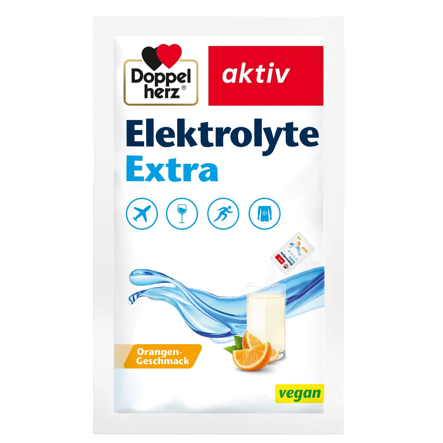 Doppelherz Nahrungsergänzungsmittel aktiv Elektrolyte Extra Orange Pulver 20 x 5,5 g/Pack.