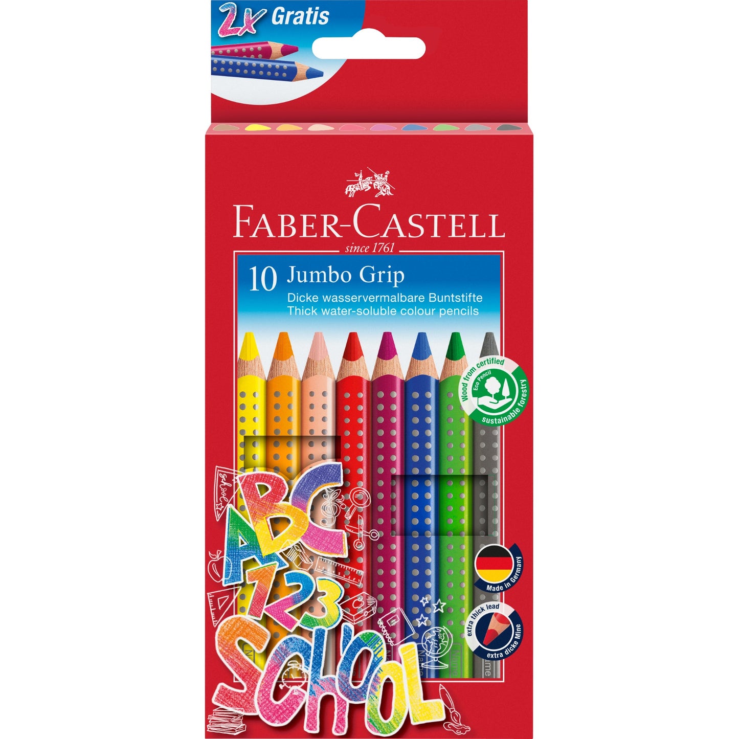 Faber-Castell Buntstift Jumbo GRIP farbig sortiert 10 St./Pack.