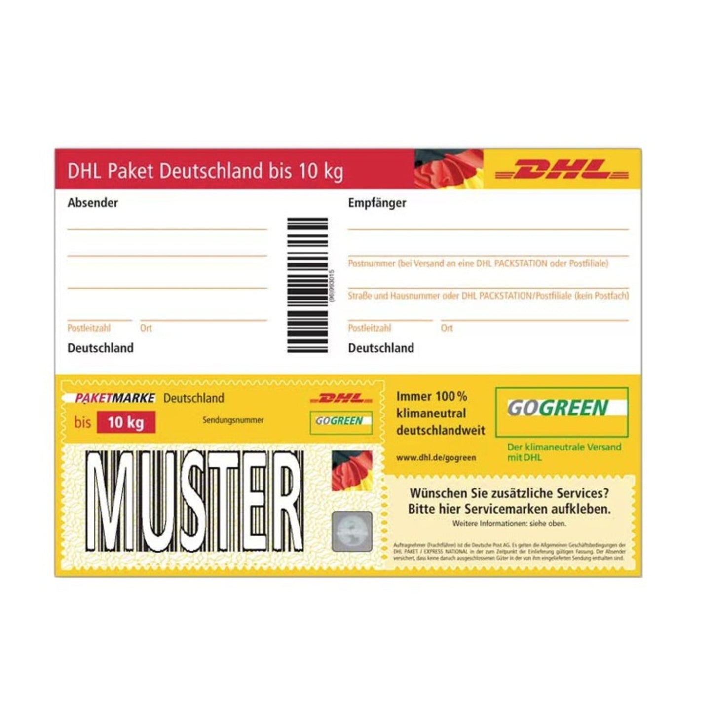 Paketmarke Deutschland max. Größe 120 x 60 x 60 cm (B x H x T), bis 10 kg