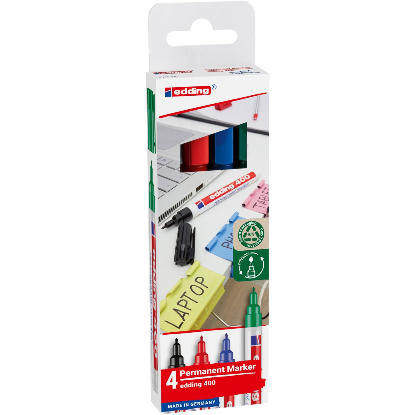 edding Permanentmarker 400 1mm farbig sortiert 4 St./Pack.