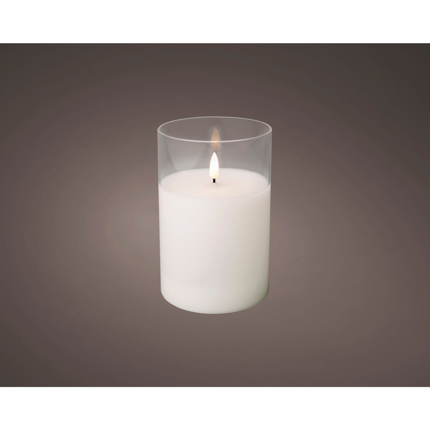 LUMINEO LED Kerze 10 x 15 cm (Ø x H) 250h Glas/Wachs weiß