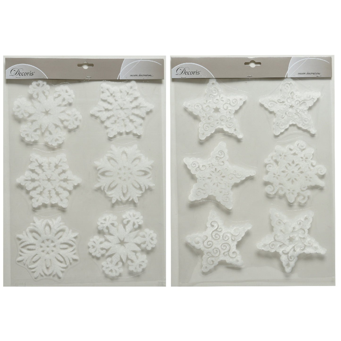 DECORIS Fensterbild PET weiß Sterne, Schneeflocken 2 St./Pack.