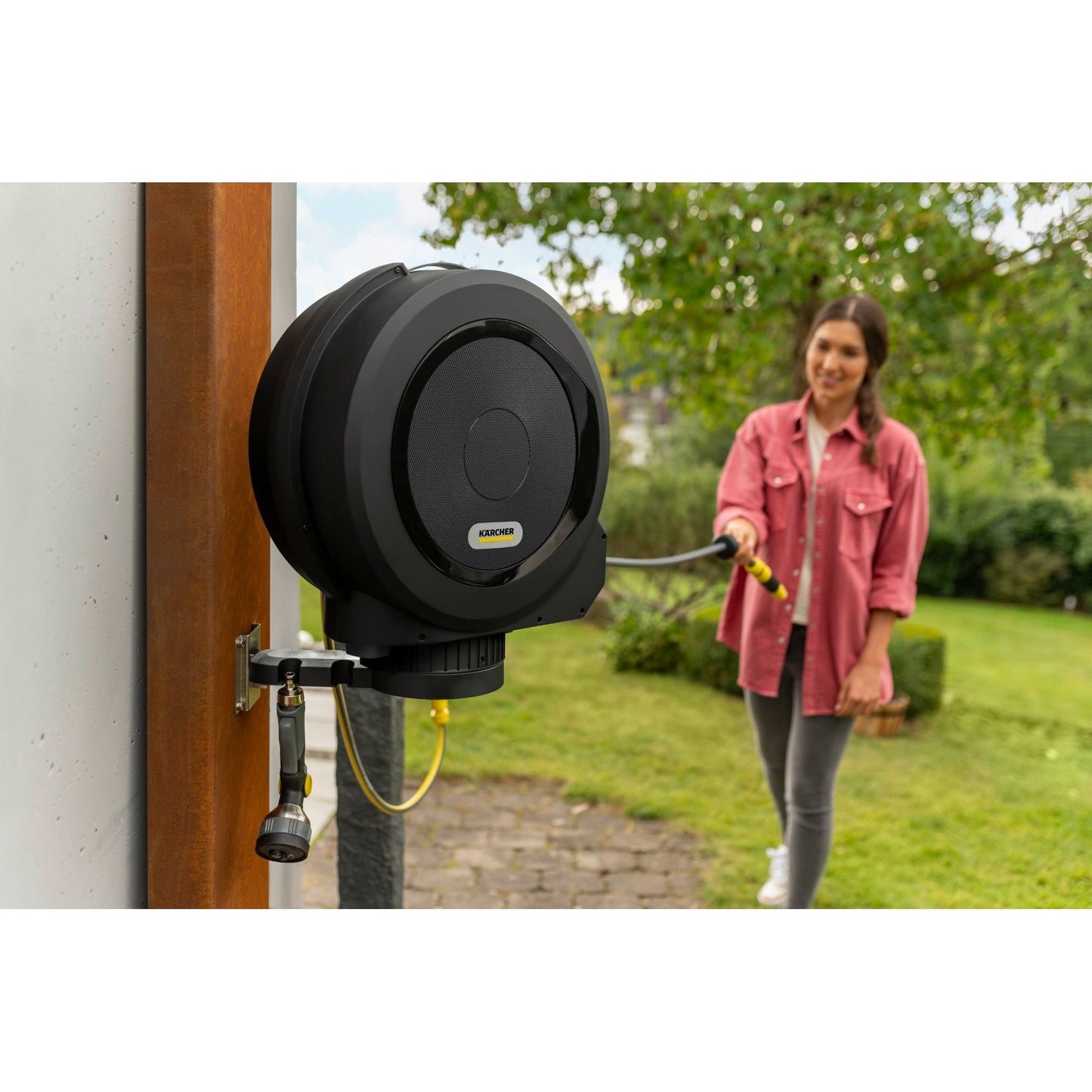 Kärcher Schlauchaufroller HBX 4.20 Automatic 22 x 54,1 x 78,1 cm (B x H x T) 20 m, Anschlussschlauch: 1,5m 8,7kg schwarz/gelb