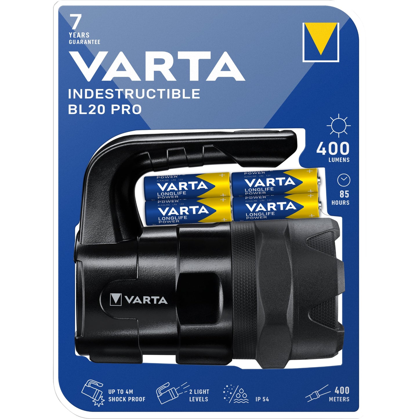 Varta Taschenlampe Indestructible BL20 Pro 400m 400lm LED Polycarbonat/thermoplastisches Gummi