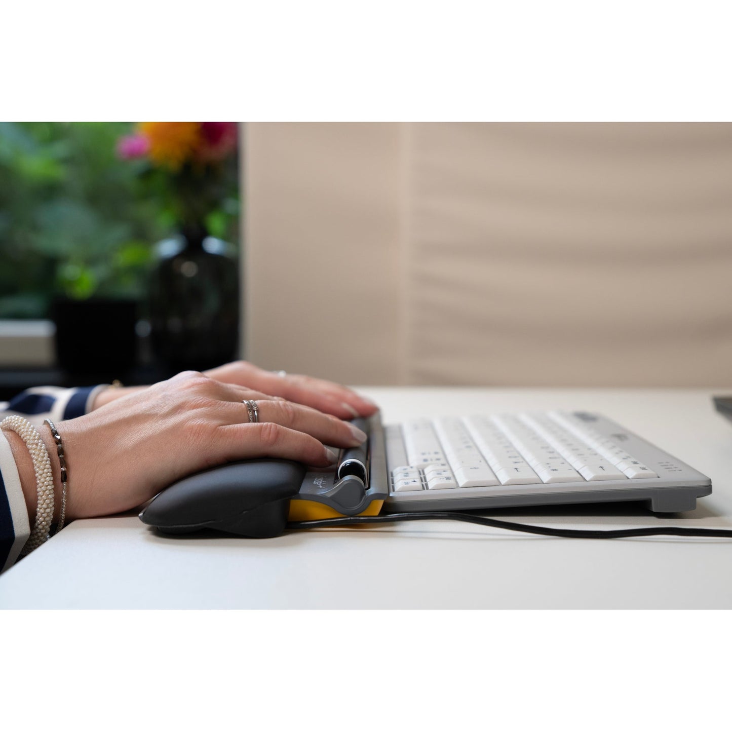 BakkerElkhuizen Optische PC Maus ErgoSlider Plus Links- und Rechtshänder ergonomisch USB-A schwarz