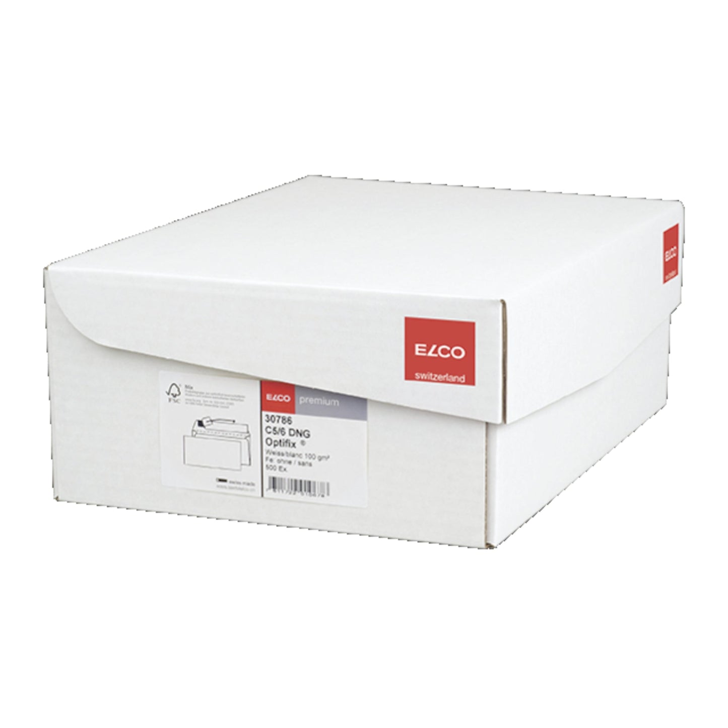 ELCO Briefumschlag Premium DIN C6/C5 229 x 114 mm (B x H) mit Haftklebung ohne Fenster 100g/m² hochweiß 500 St./Pack.