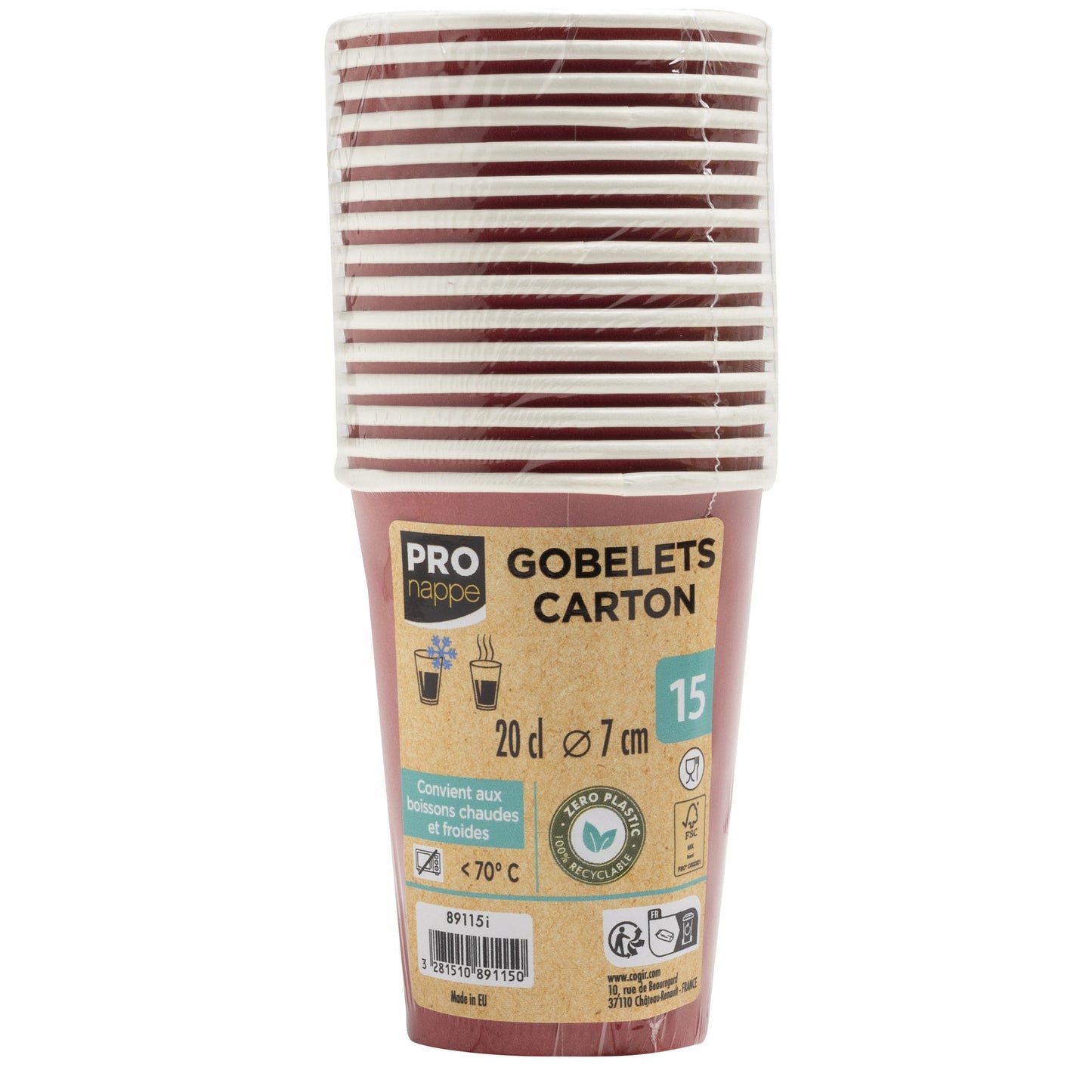 PROnappe Trinkbecher Einweg 200ml Pappe rot 15 St./Pack.