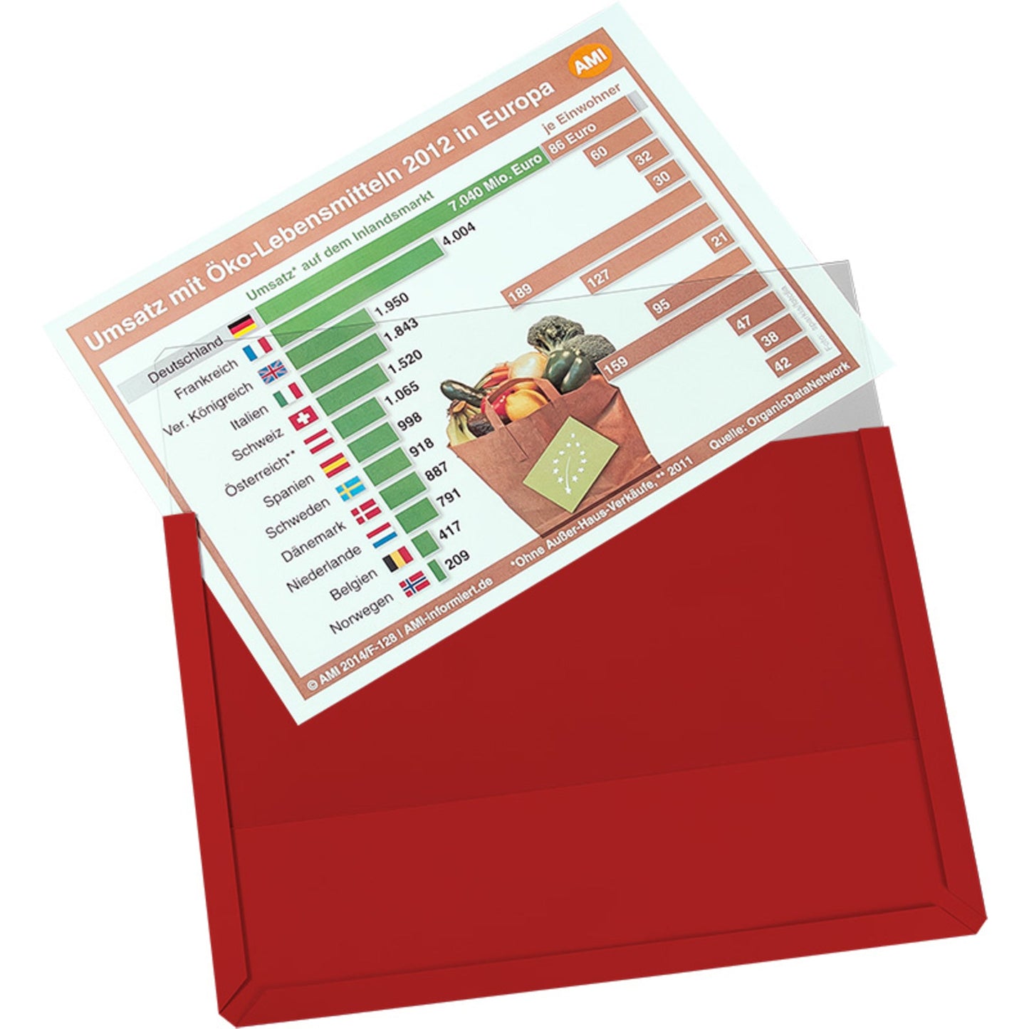 EICHNER Sichttasche DIN A4 quer Hart-PVC rot 10 St./Pack.