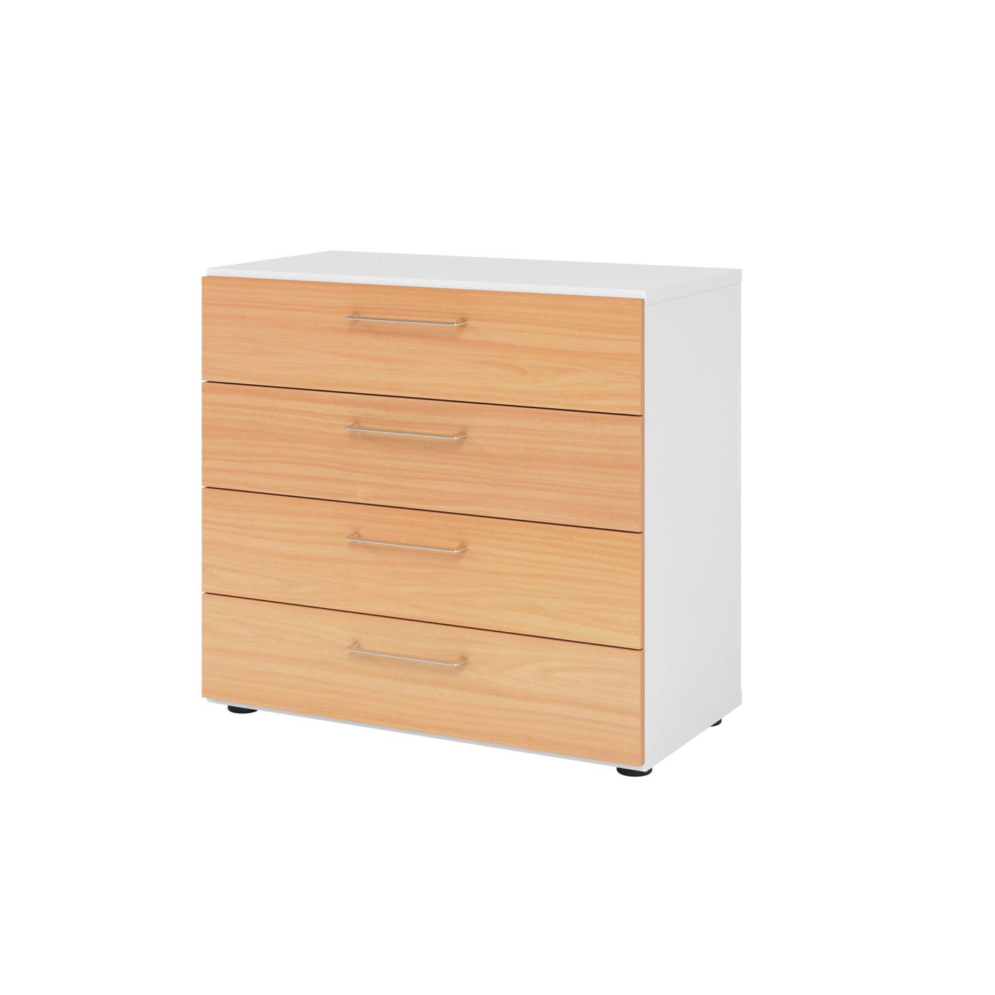 Hammerbacher Schubladenschrank V9 Advanced 800 x 748 x 417 mm (B x H x T) 4 Schubladen Spanplatten, folienummantelt Farbe der Front: buche Farbe des Korpus: weiß