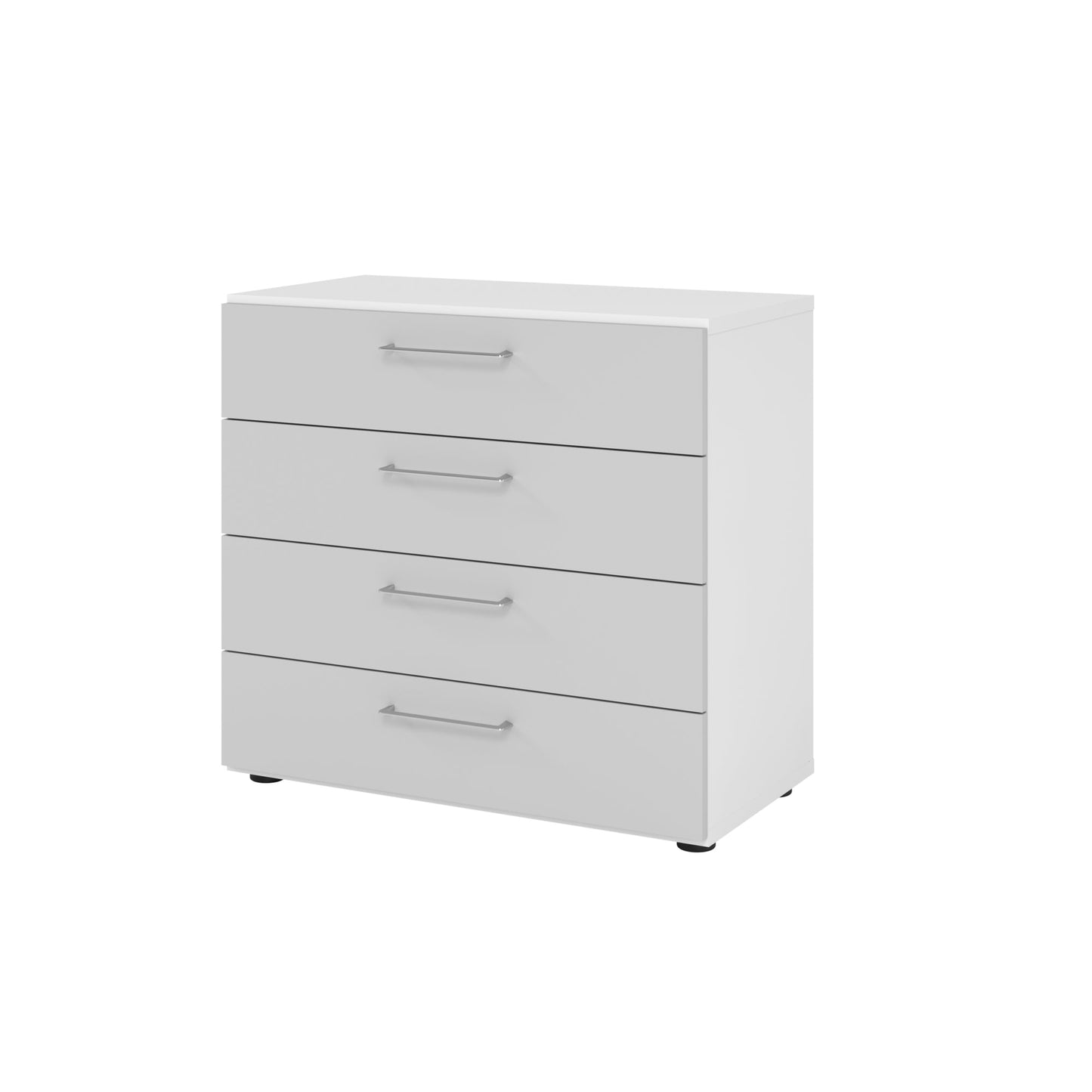 Hammerbacher Schubladenschrank V9 Advanced 800 x 748 x 417 mm (B x H x T) 4 Schubladen Spanplatten, folienummantelt Farbe der Front: grau Farbe des Korpus: weiß