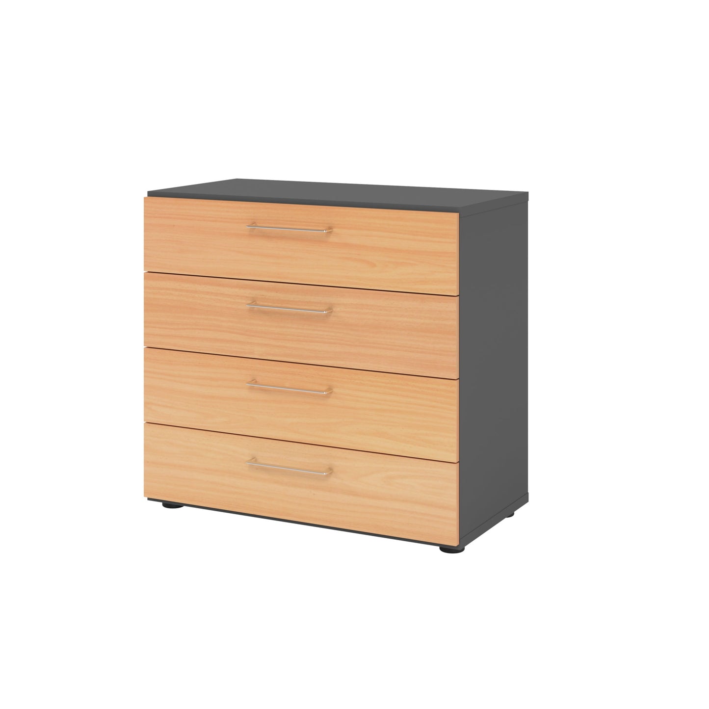 Hammerbacher Schubladenschrank V9 Advanced 800 x 748 x 417 mm (B x H x T) 4 Schubladen Spanplatten, folienummantelt Farbe der Front: buche Farbe des Korpus: graphit