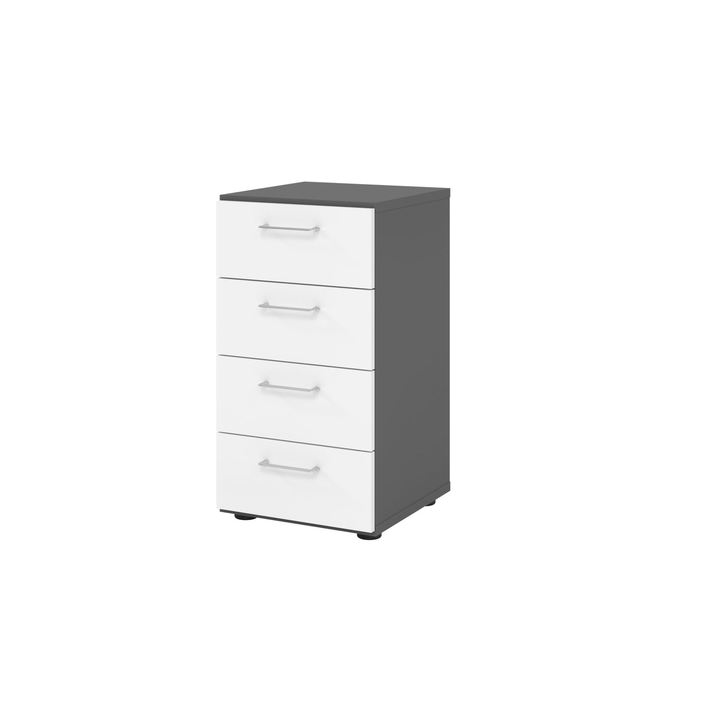 Hammerbacher Schubladenschrank V9 Advanced 400 x 748 x 417 mm (B x H x T) 4 Schubladen Spanplatten, folienummantelt Farbe der Front: graphit Farbe des Korpus: weiß