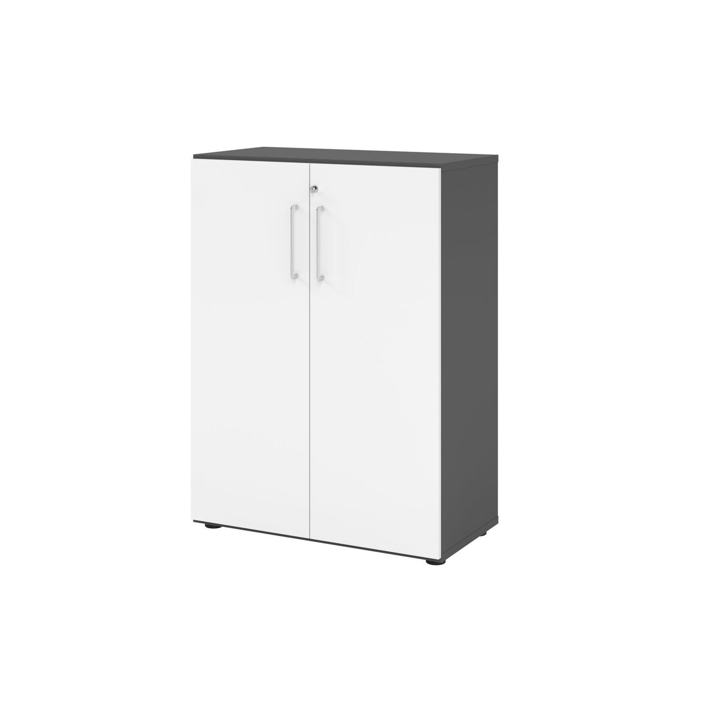 Hammerbacher Flügeltürenschrank V9 Advanced 800 x 1.100 x 417 mm (B x H xT) Spanplatten, folienummantelt Farbe der Front: weiß Farbe des Korpus: graphit