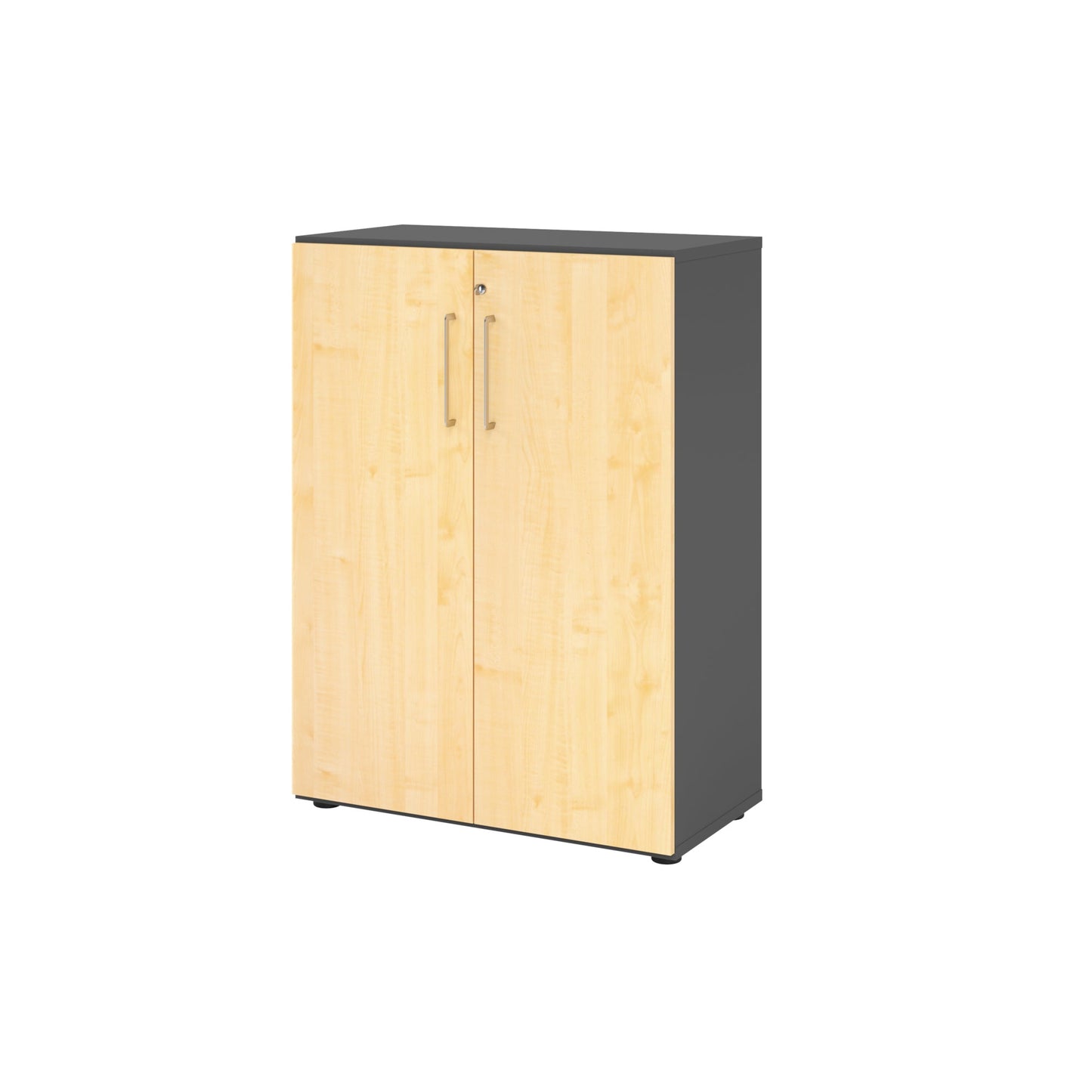 Hammerbacher Flügeltürenschrank V9 Advanced 800 x 1.100 x 417 mm (B x H xT) Spanplatten, folienummantelt Farbe der Front: ahorn Farbe des Korpus: graphit